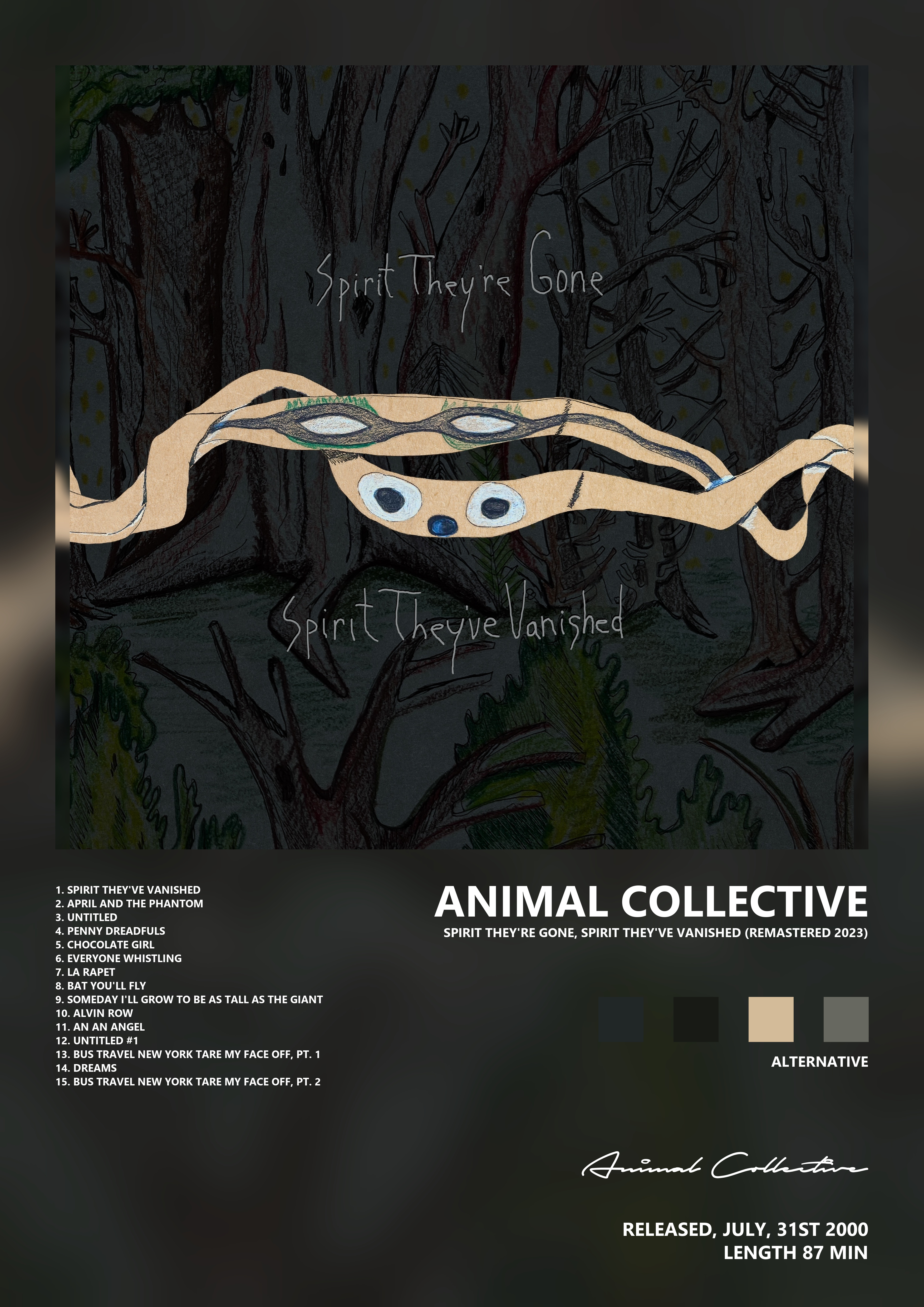Music poster: Animal Collective - Spirit Theyre Gone Spirit Theyve Vanished Remastered 2023