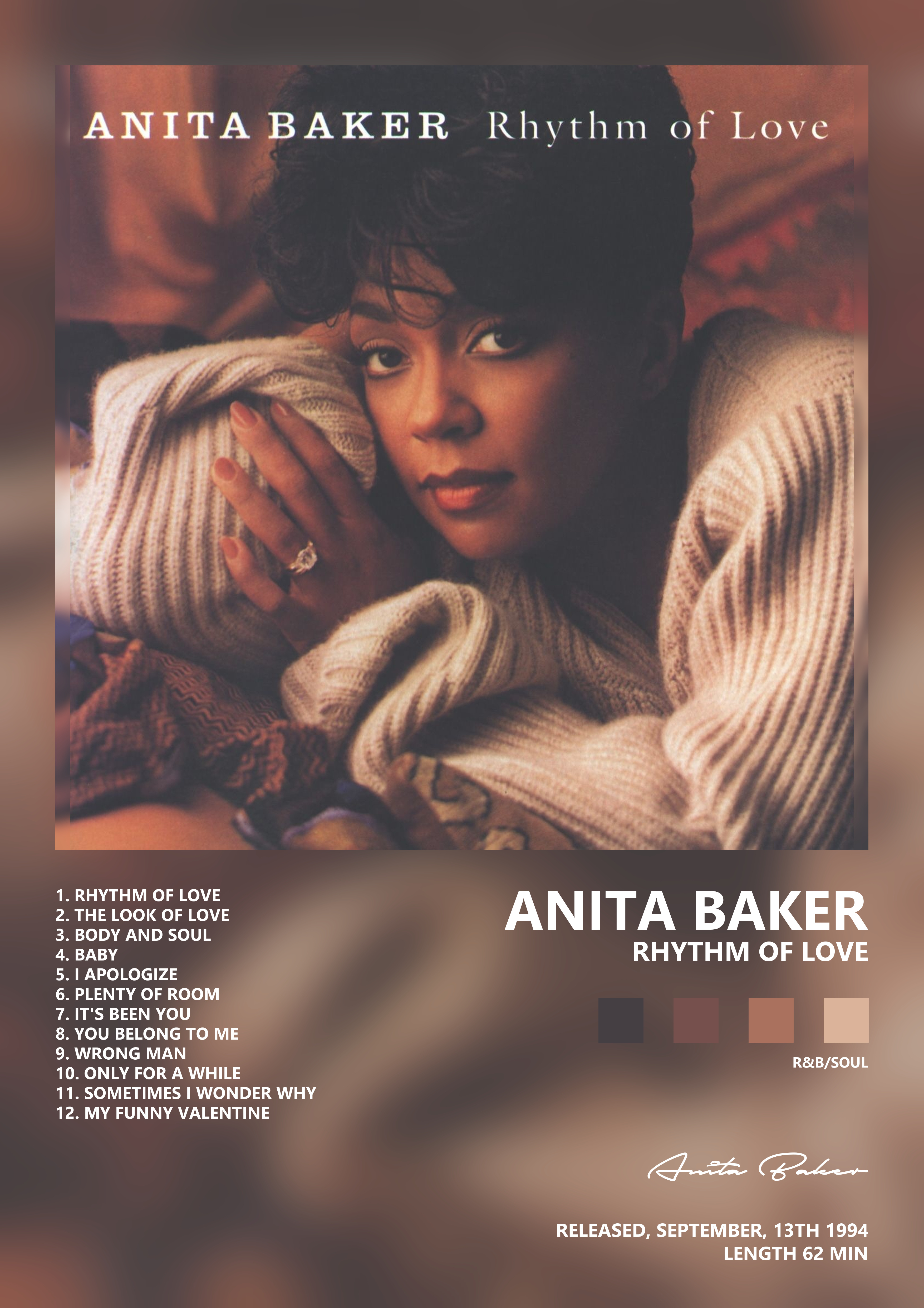 Music poster: Anita Baker - Rhythm of Love
