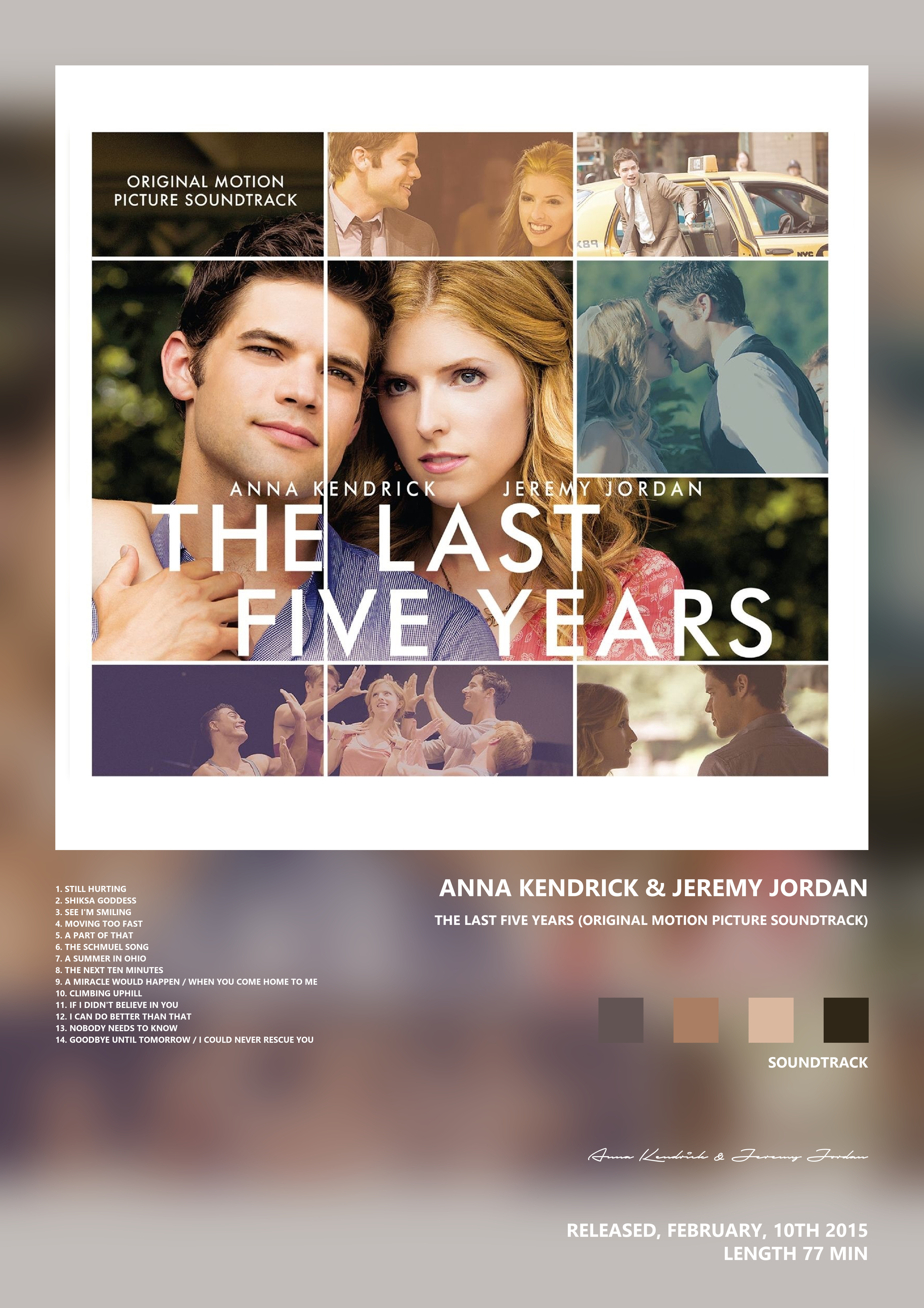 Music poster: Anna Kendrick Jeremy Jordan - The Last Five Years Original Motion Picture Soundtrack