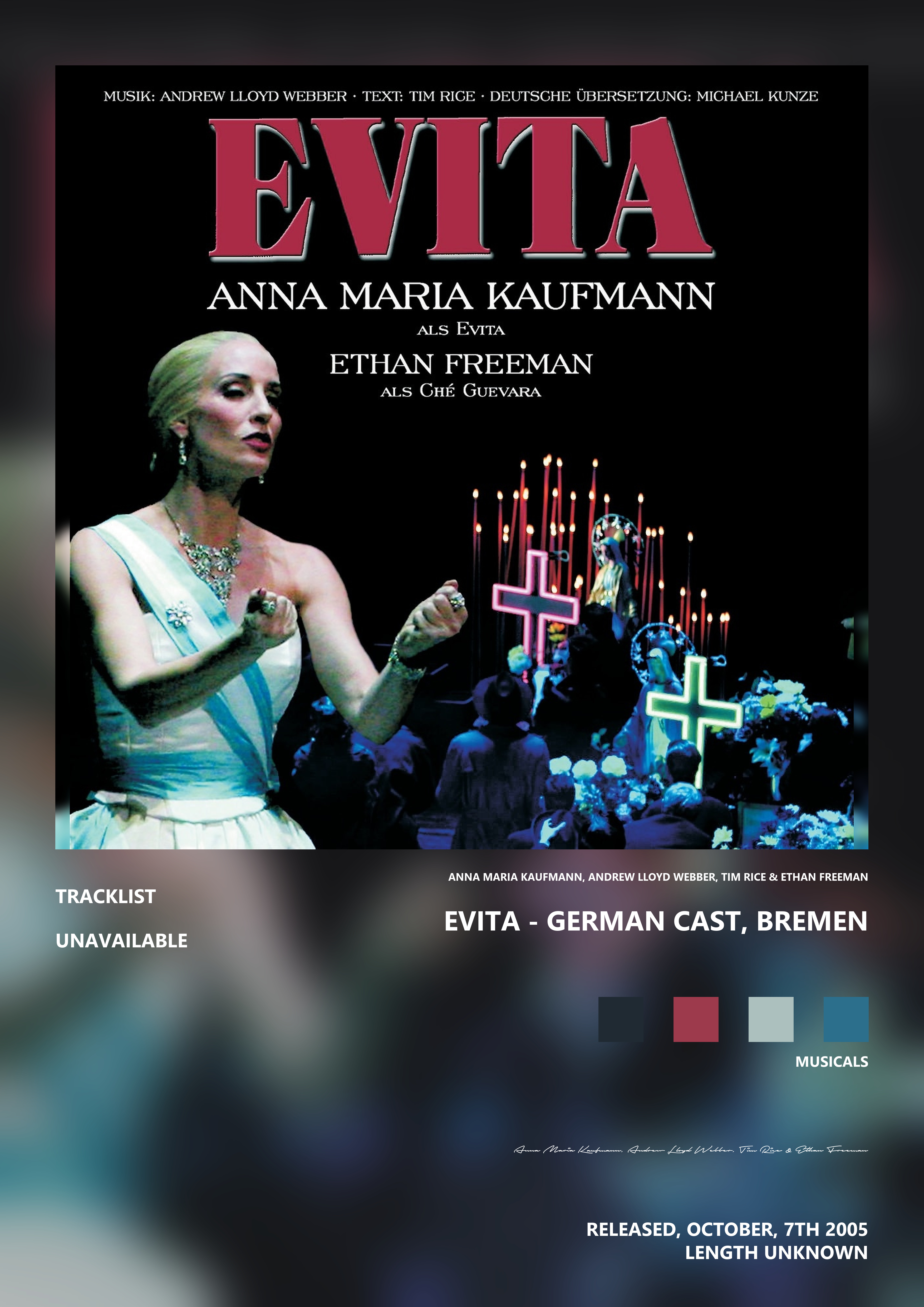 Music poster: Anna Maria Kaufmann Andrew Lloyd Webber Tim Rice Ethan Freeman - Evita - German Cast Bremen