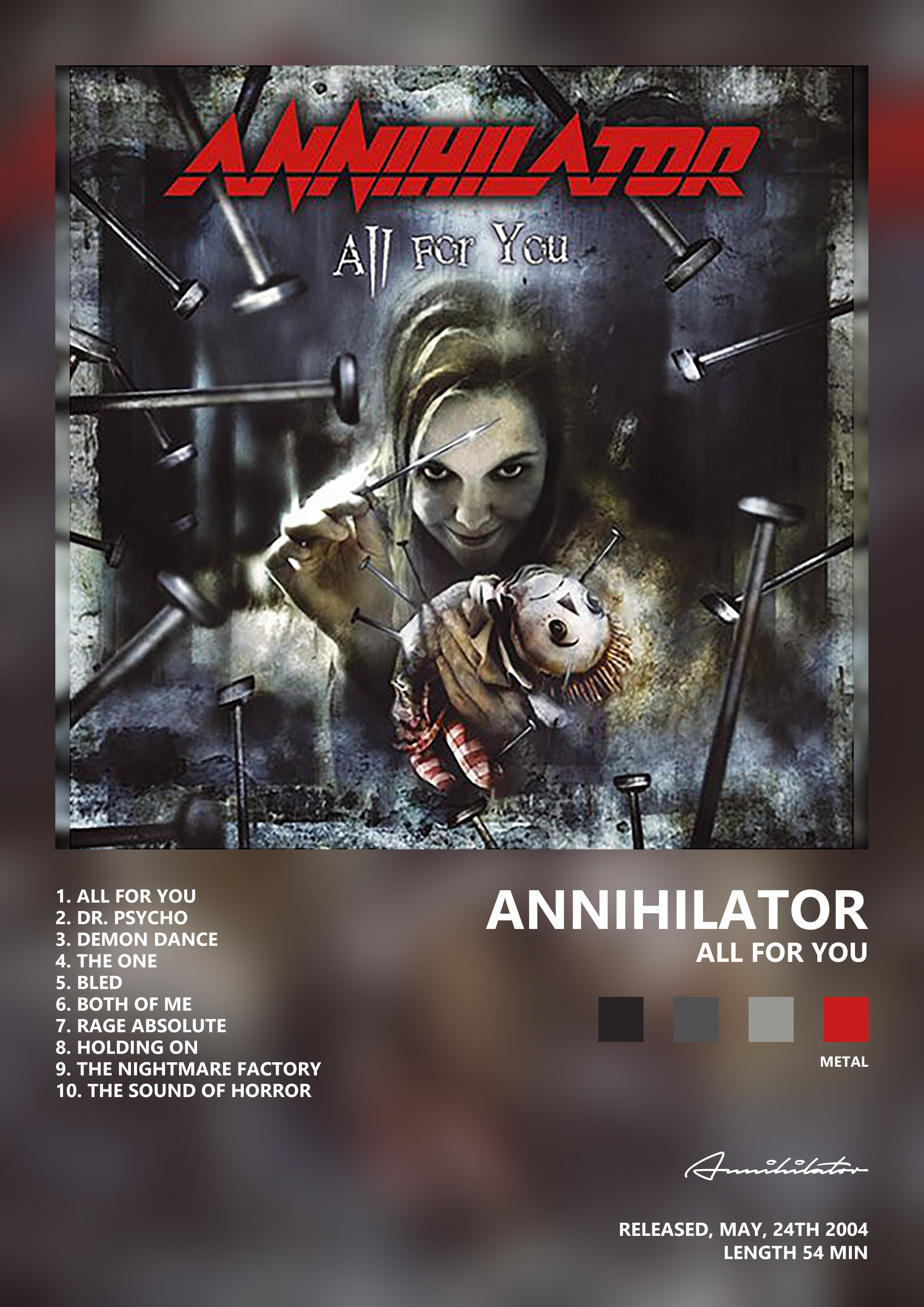 Music poster: Annihilator - All for You