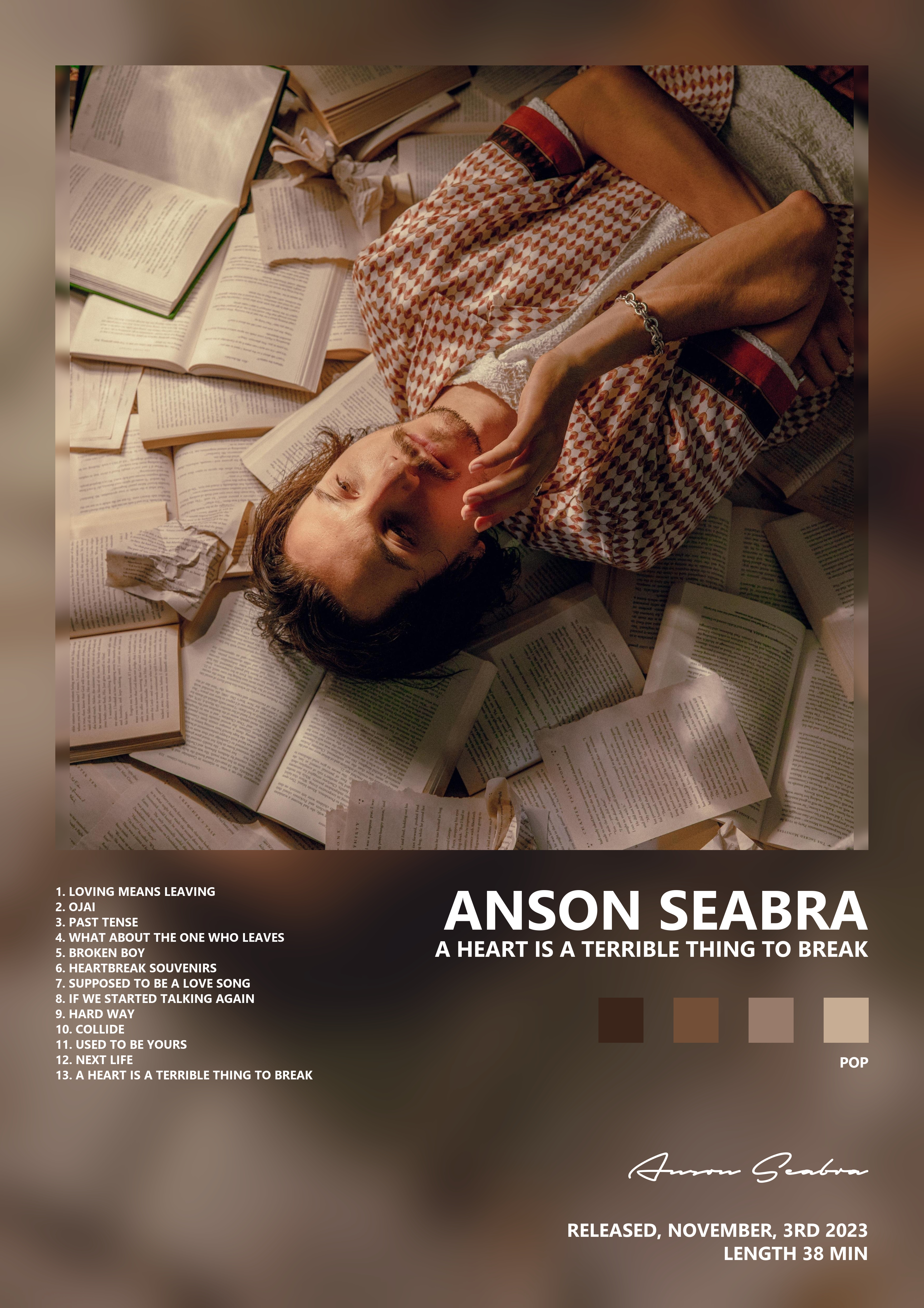 Music poster: Anson Seabra - A Heart Is a Terrible Thing to Break