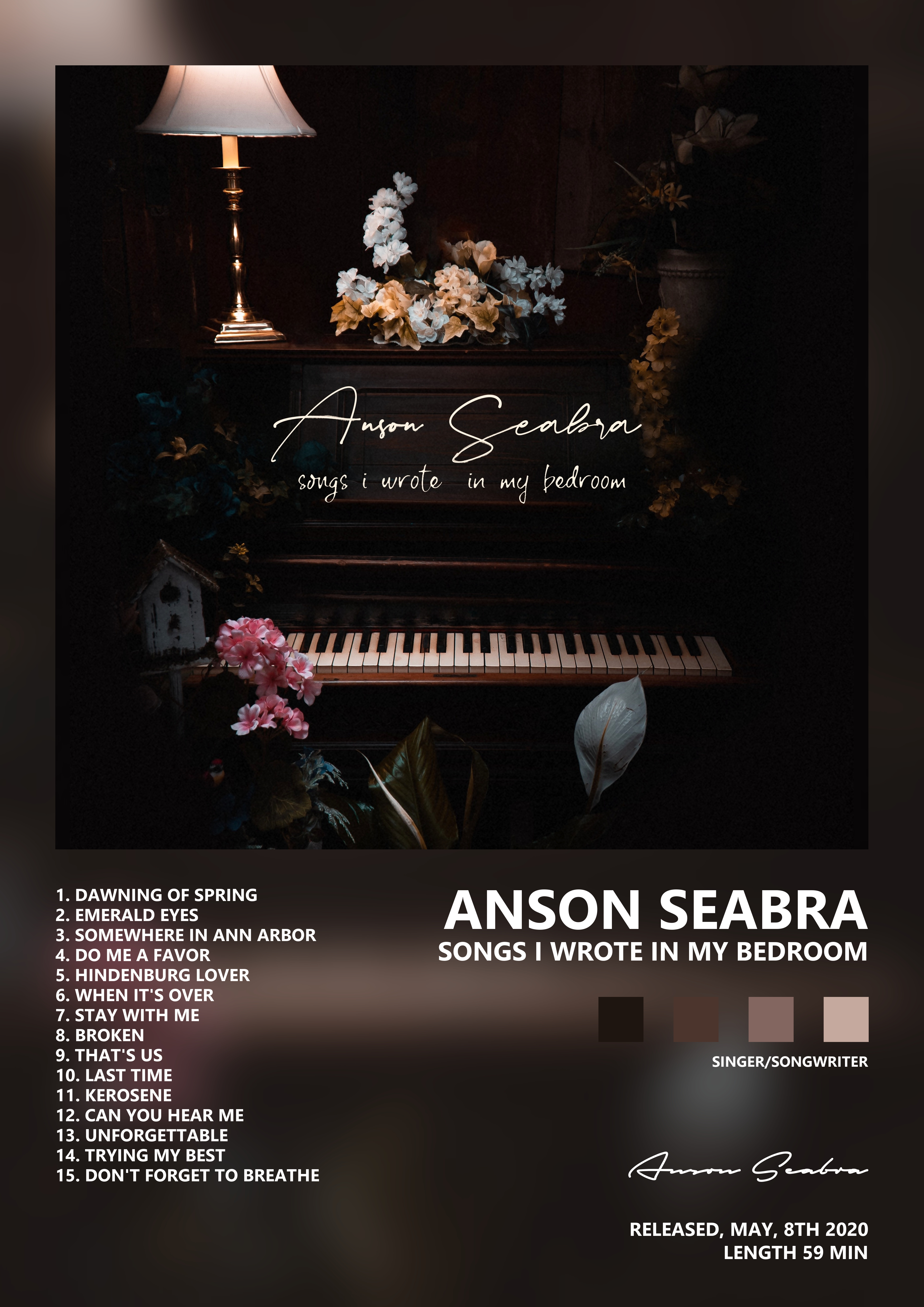 Music poster: Anson Seabra - Songs I Wrote in My Bedroom