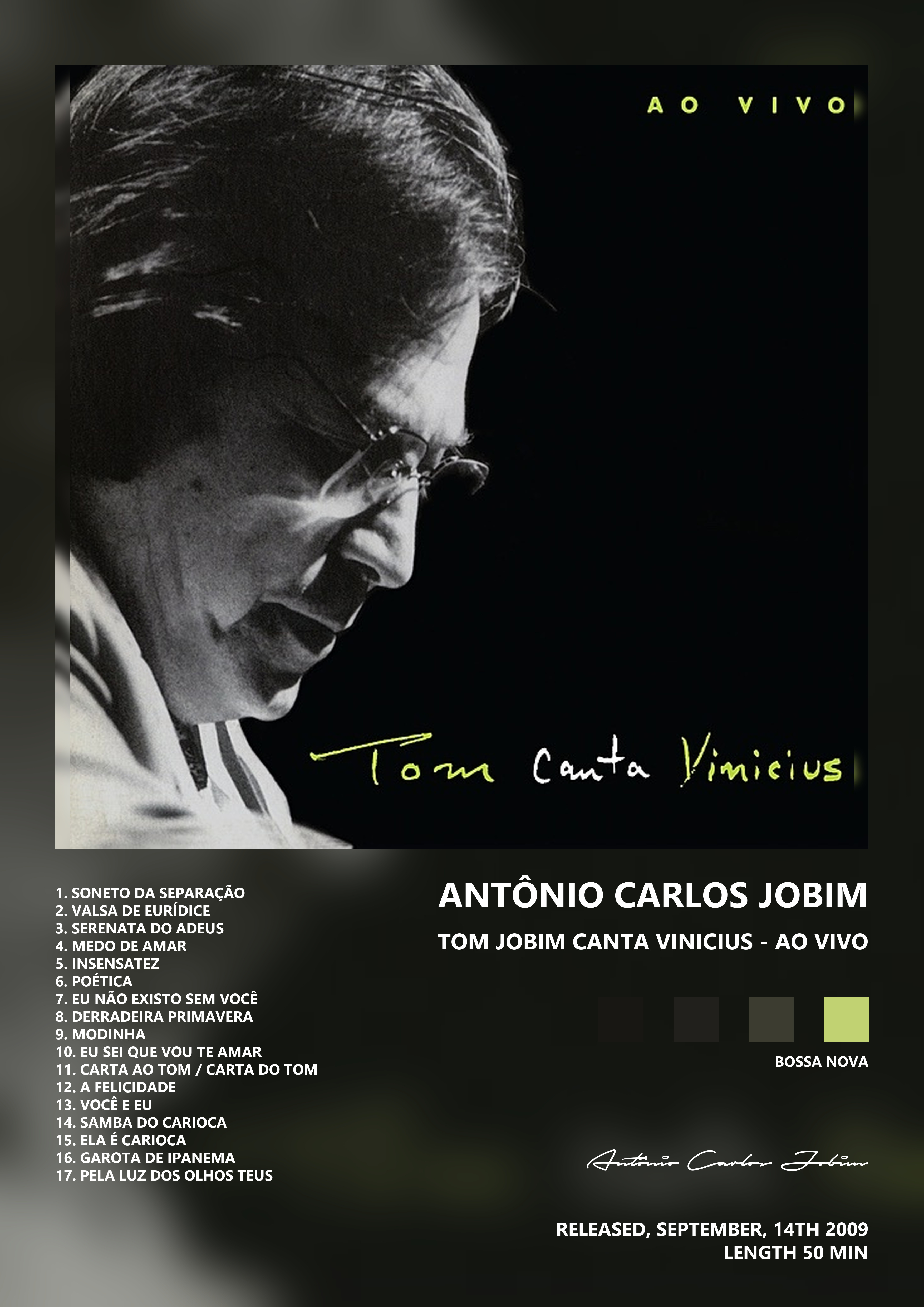 Music poster: Antônio Carlos Jobim - Tom Jobim Canta Vinicius - Ao Vivo