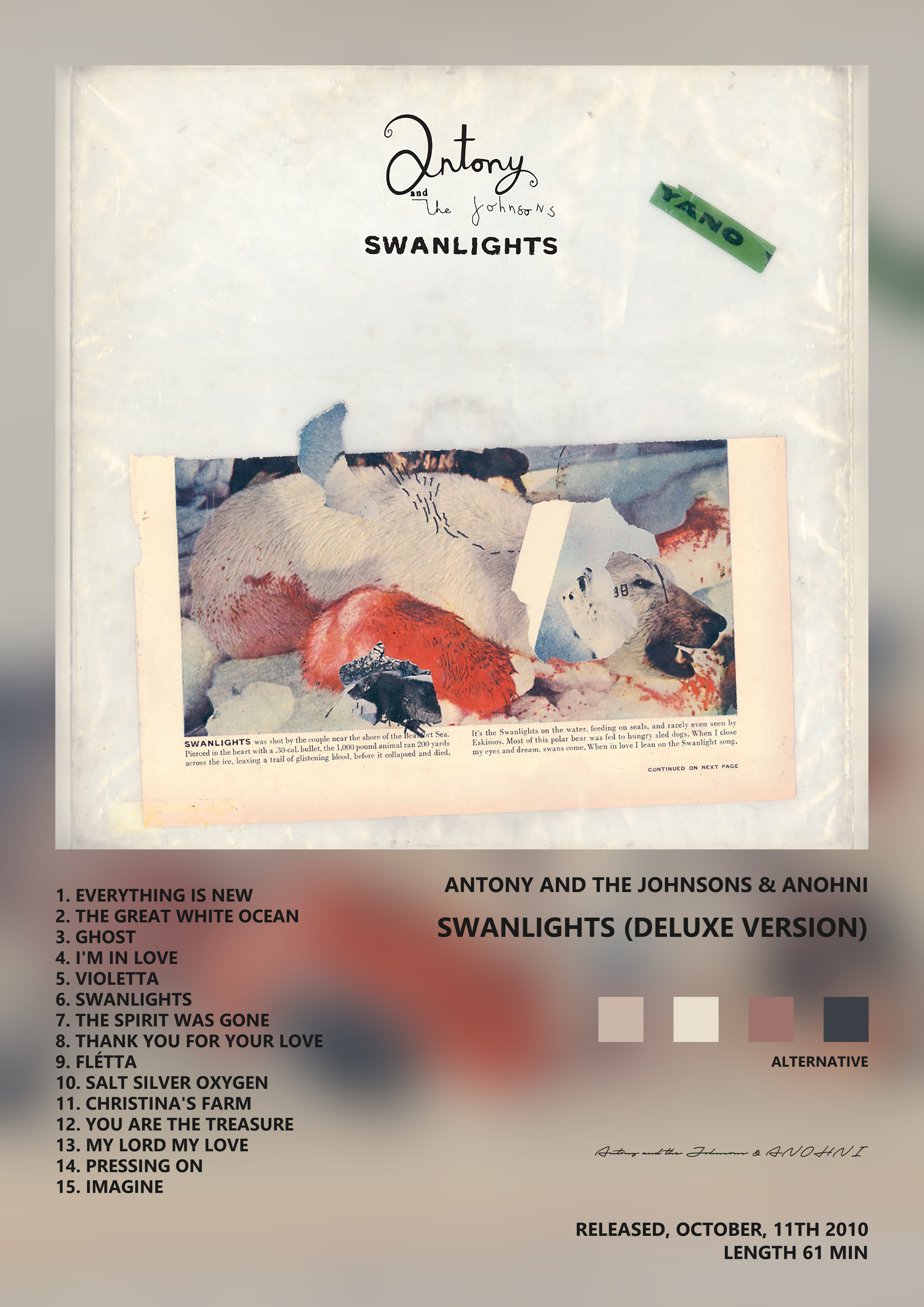 Music poster: Antony and the Johnsons ANOHNI - Swanlights Deluxe Version