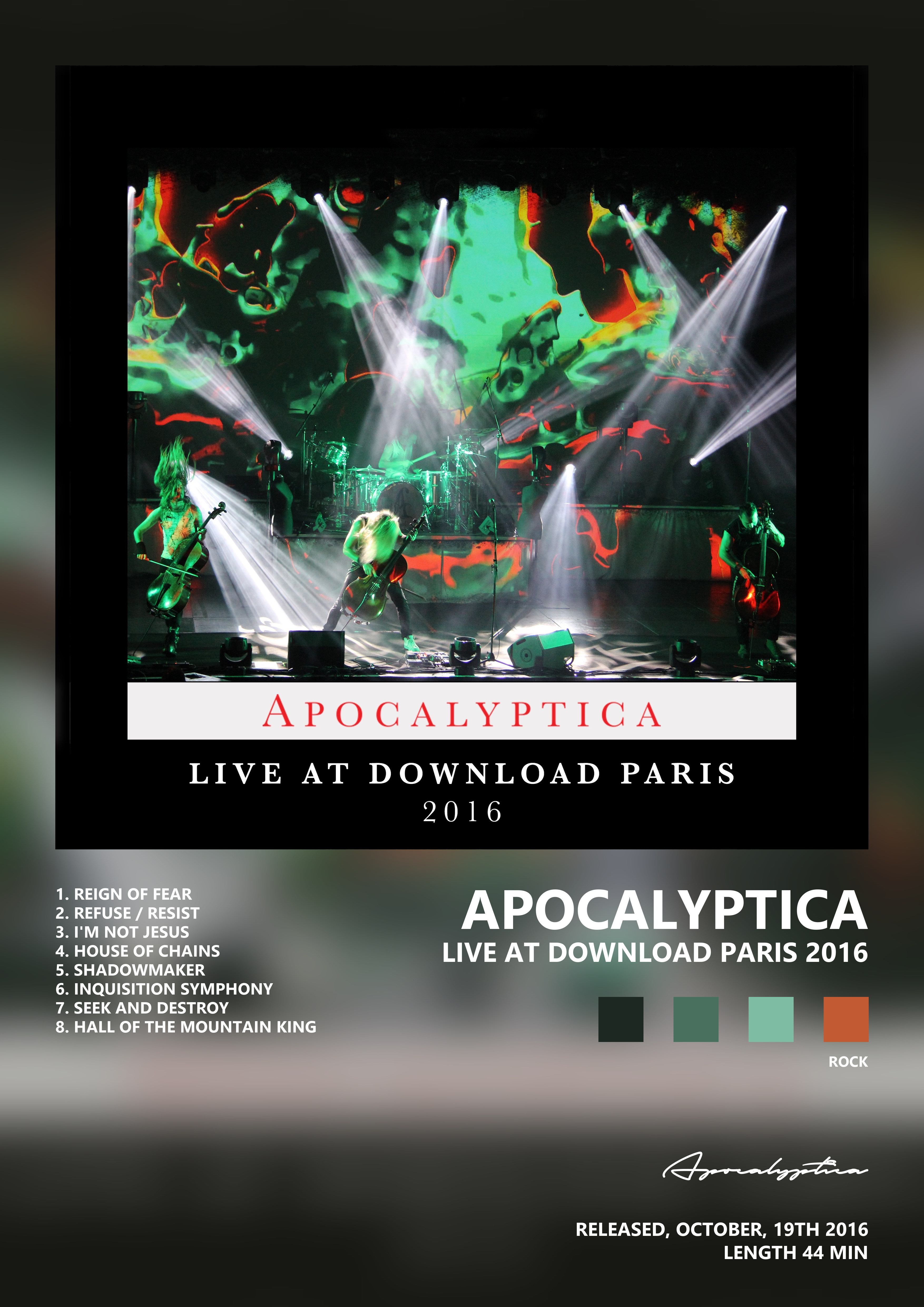 Music poster: Apocalyptica - Live at Download Paris 2016