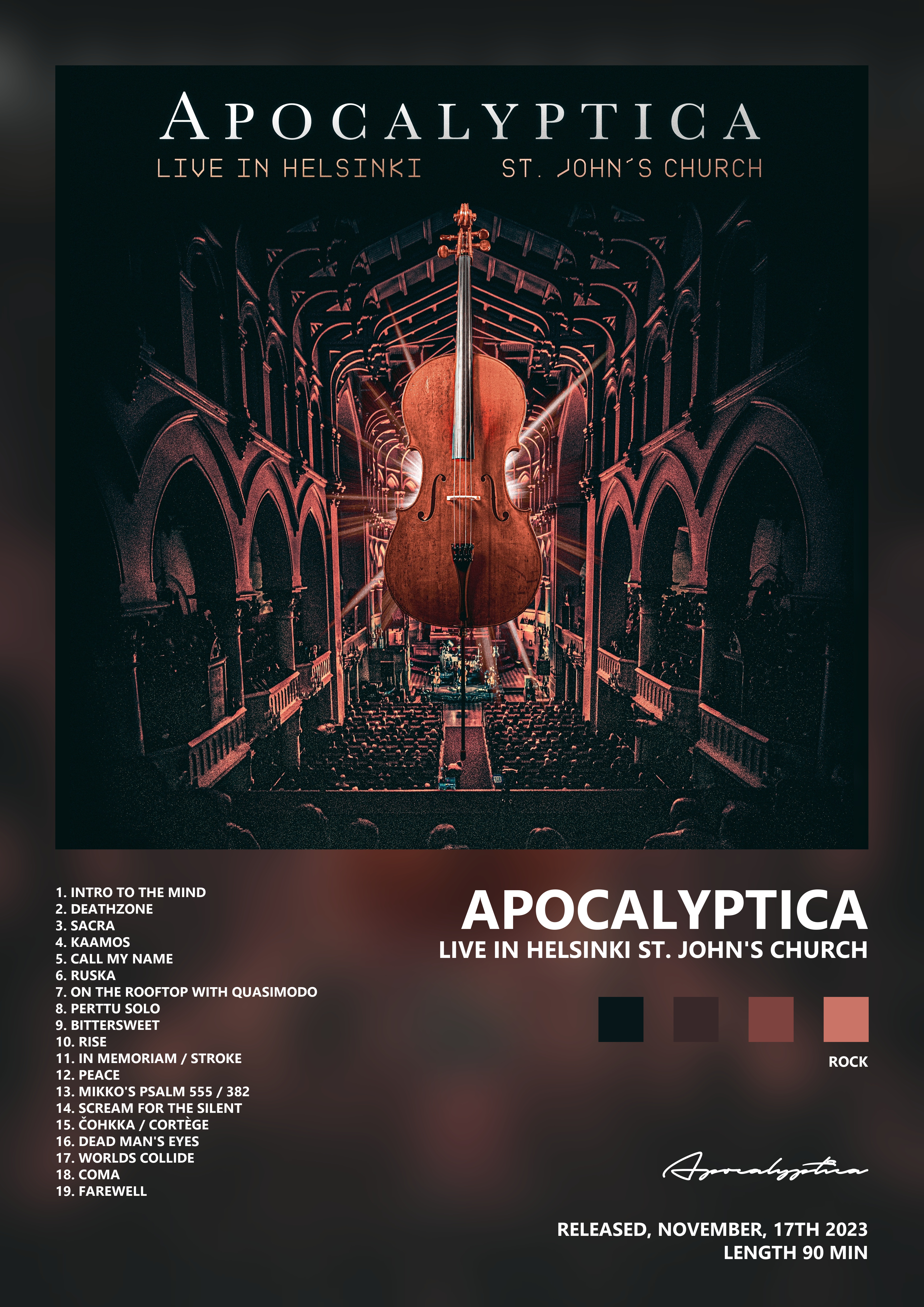 Music poster: Apocalyptica - Live in Helsinki St Johns Church