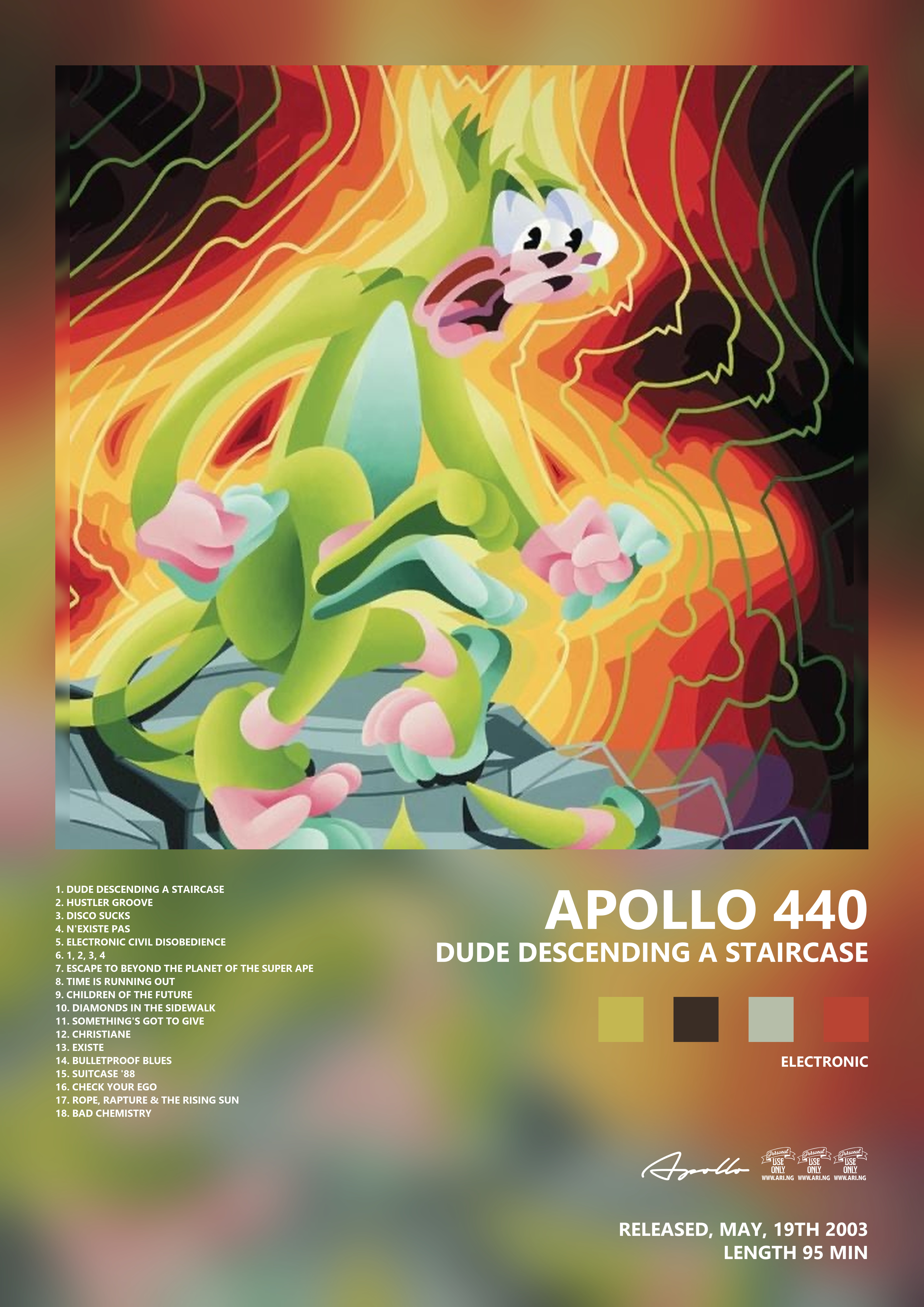 Music poster: Apollo 440 - Dude Descending a Staircase