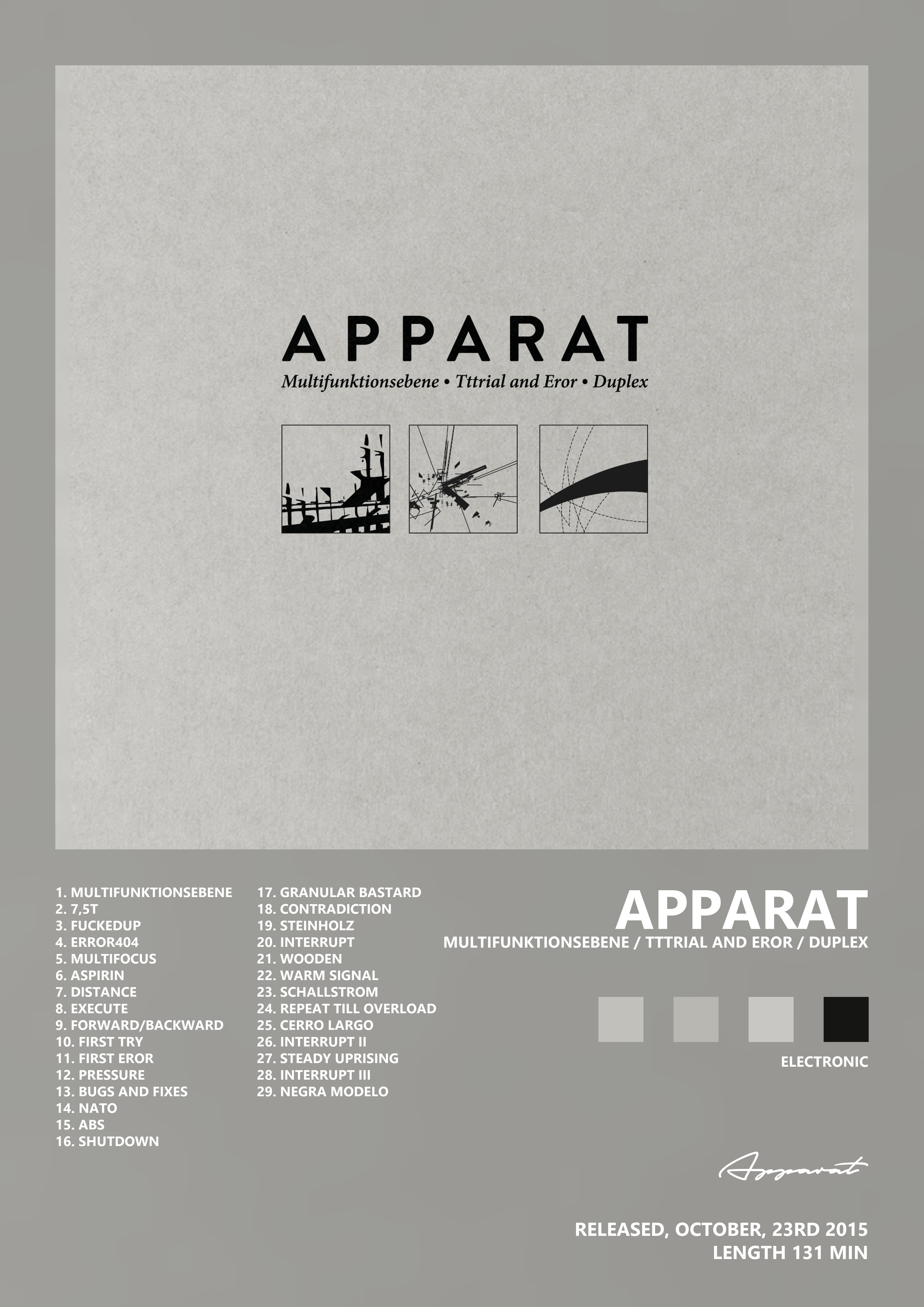 Music poster: Apparat - Multifunktionsebene Tttrial and Eror Duplex