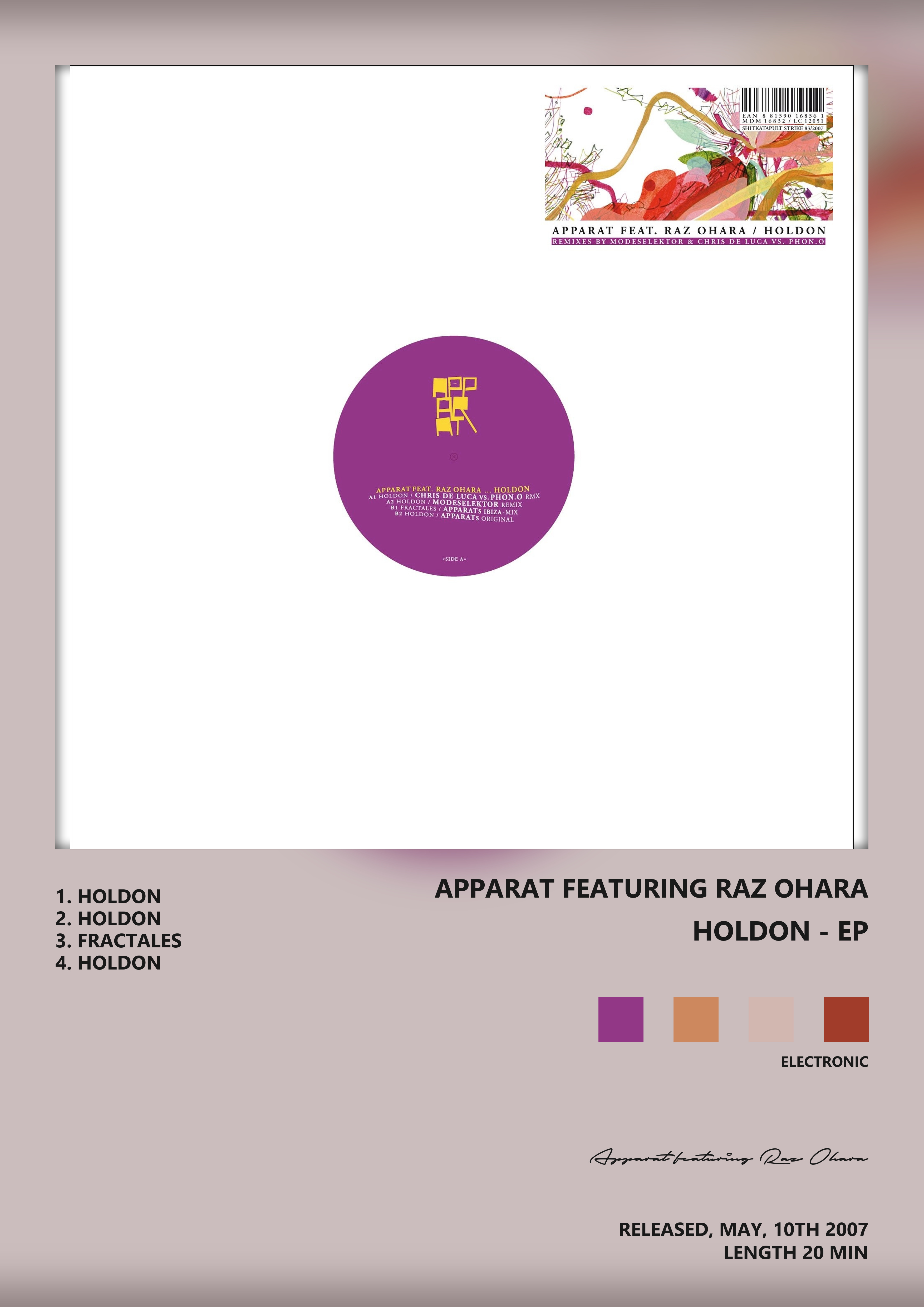 Music poster: Apparat featuring Raz Ohara - Holdon - EP
