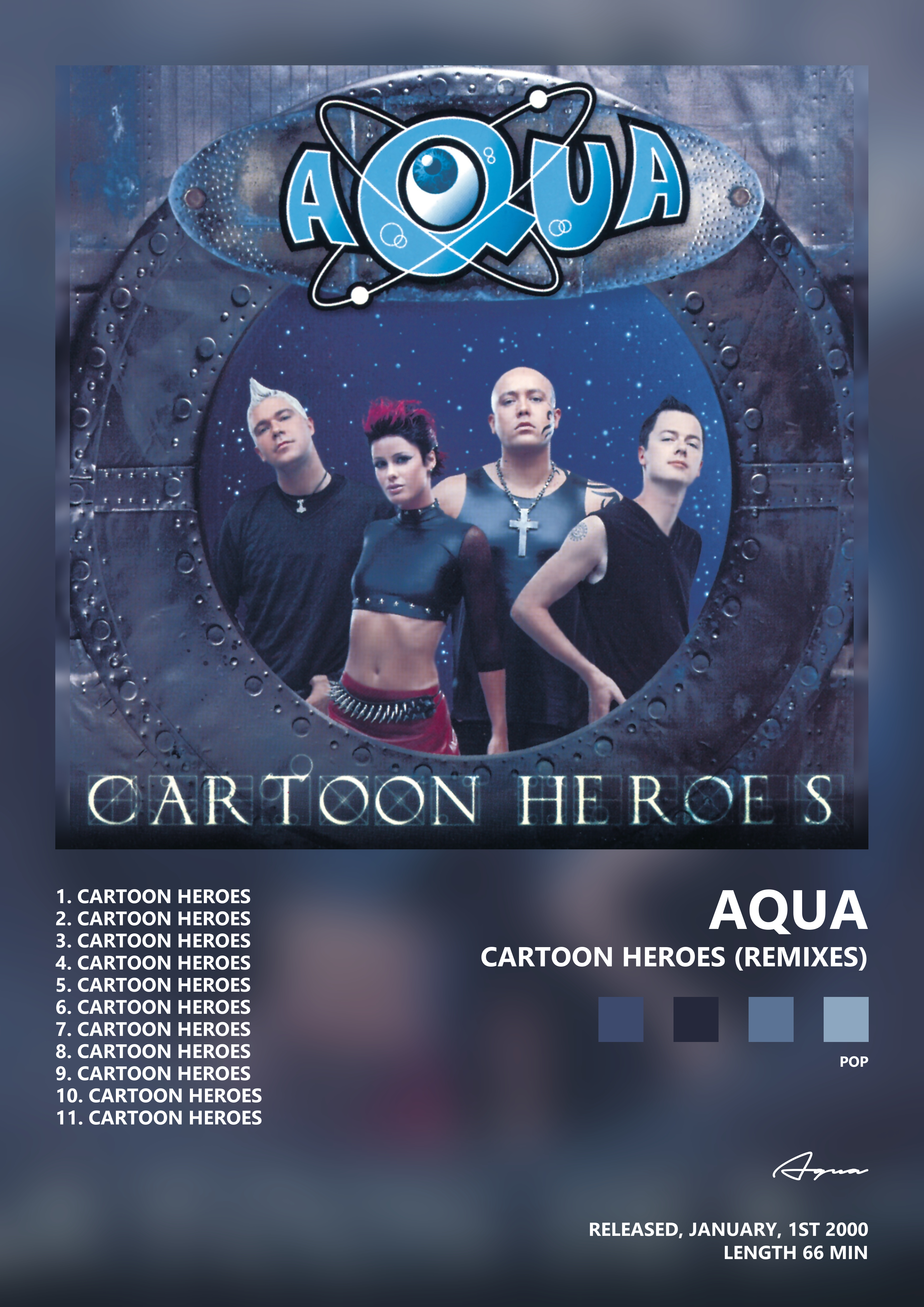 Music poster: Aqua - Cartoon Heroes Remixes