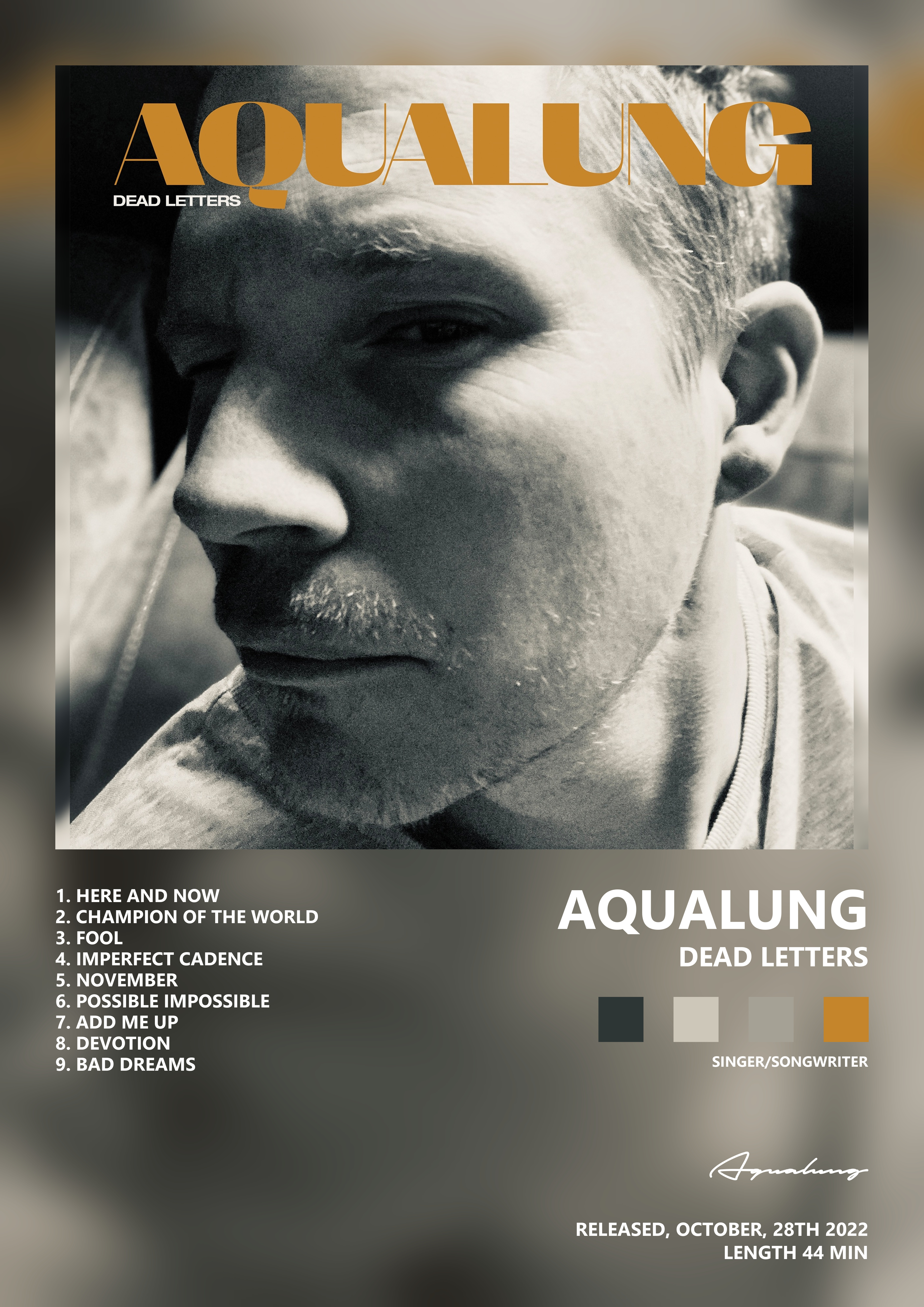 Music poster: Aqualung - Dead Letters