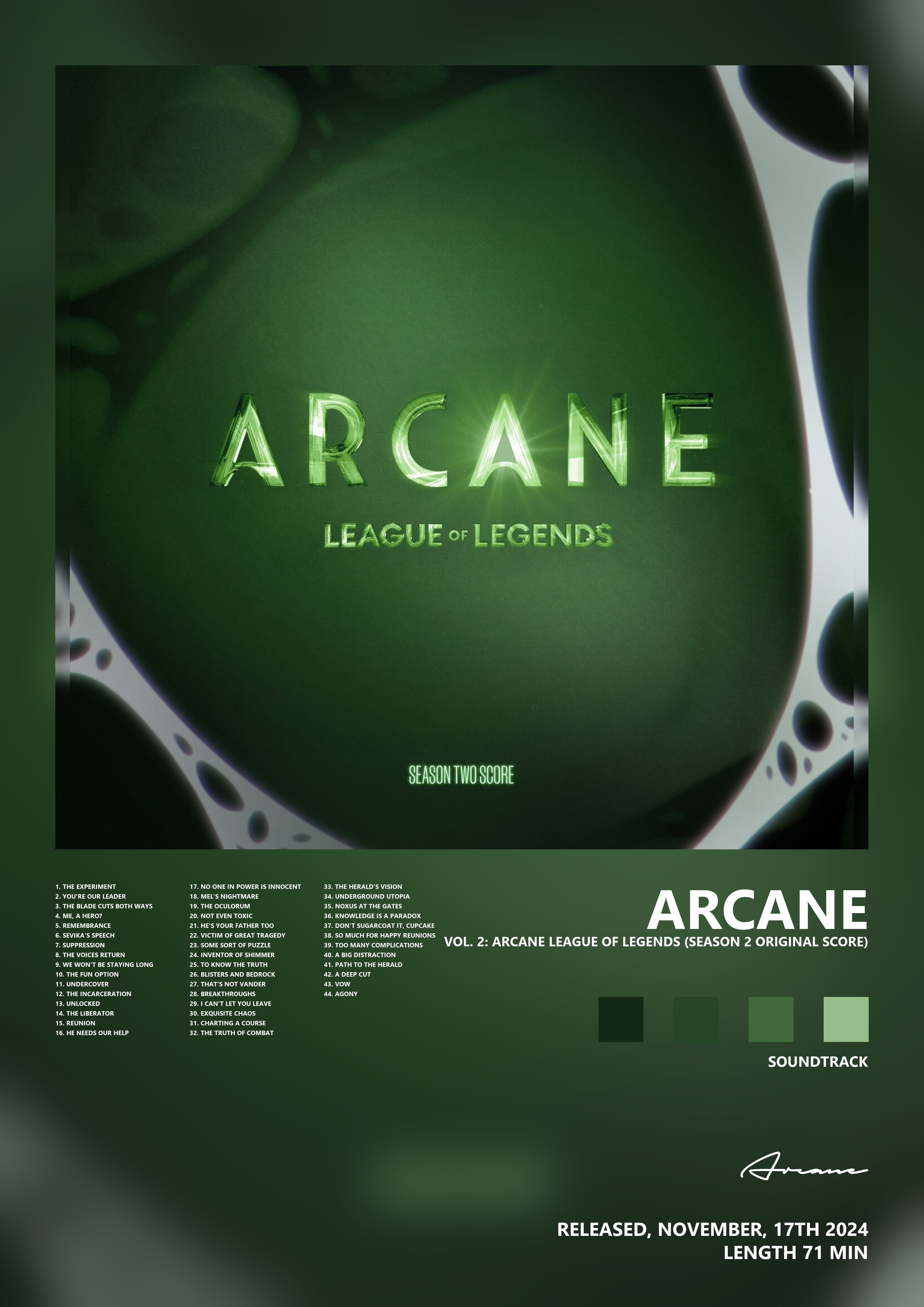 Music poster: Arcane - Vol 2 Arcane League of Legends Season 2 Original Score