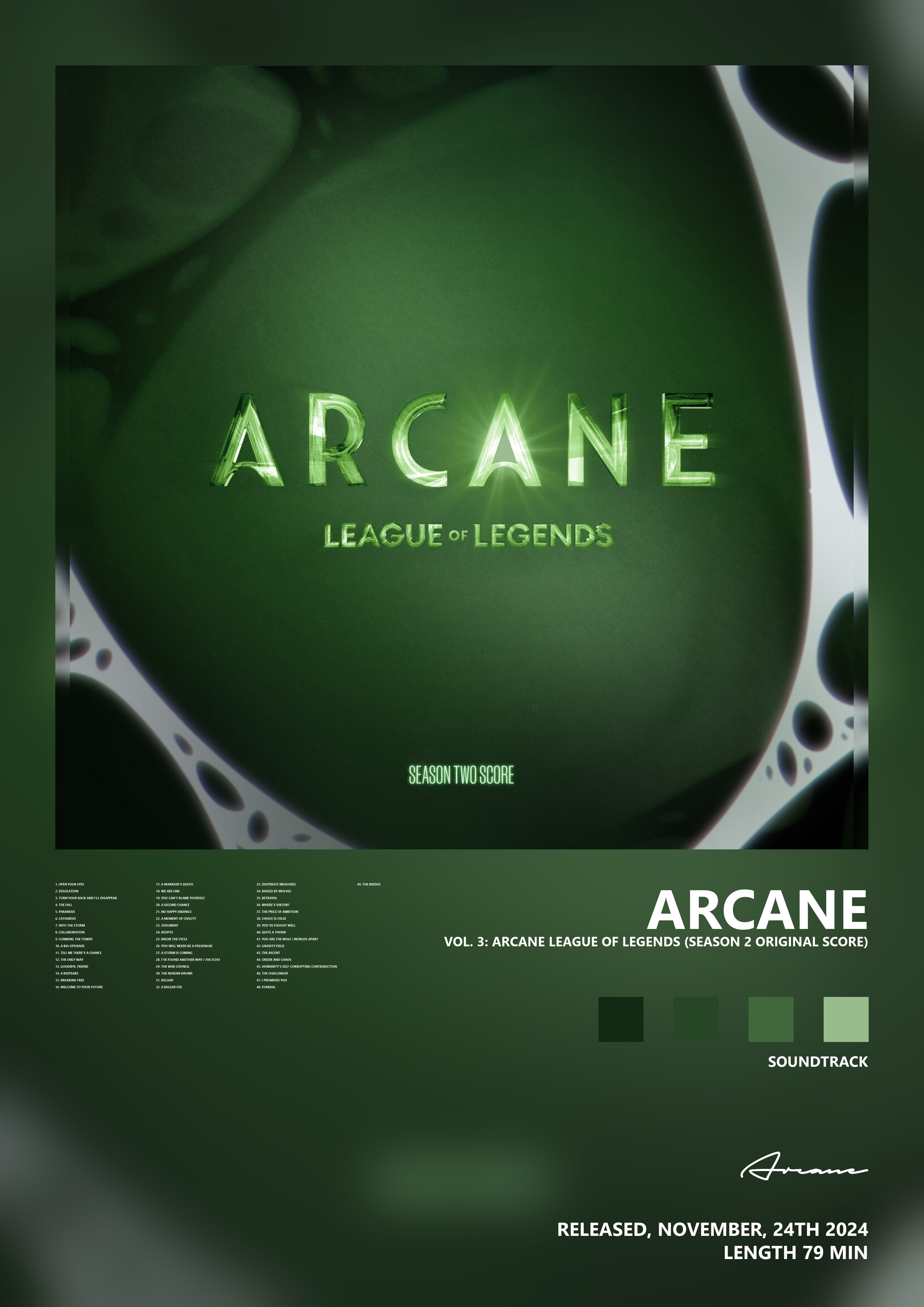 Music poster: Arcane - Vol 3 Arcane League of Legends Season 2 Original Score