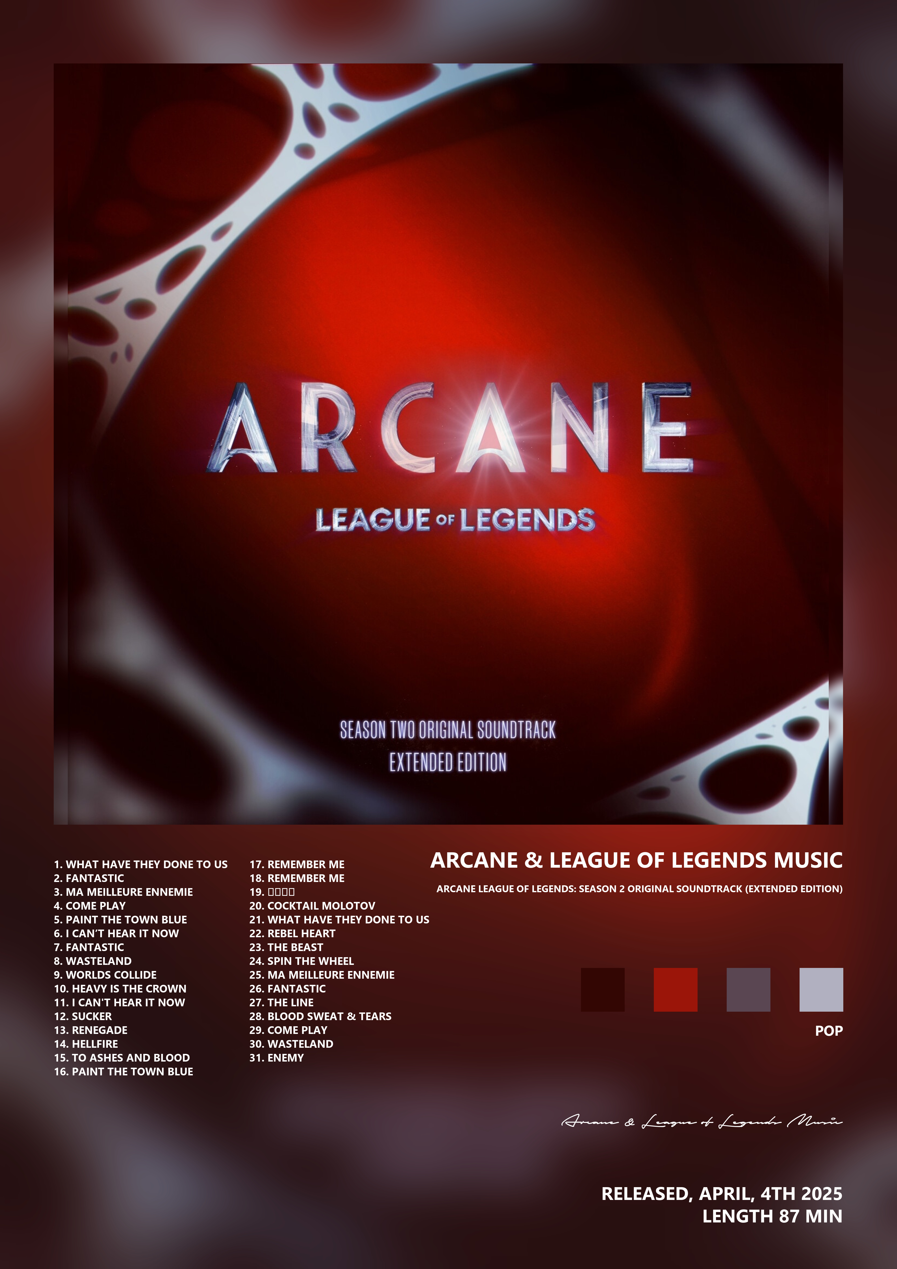Music poster: Arcane League of Legends Music - Arcane League of Legends Season 2 Original Soundtrack Extended Edition