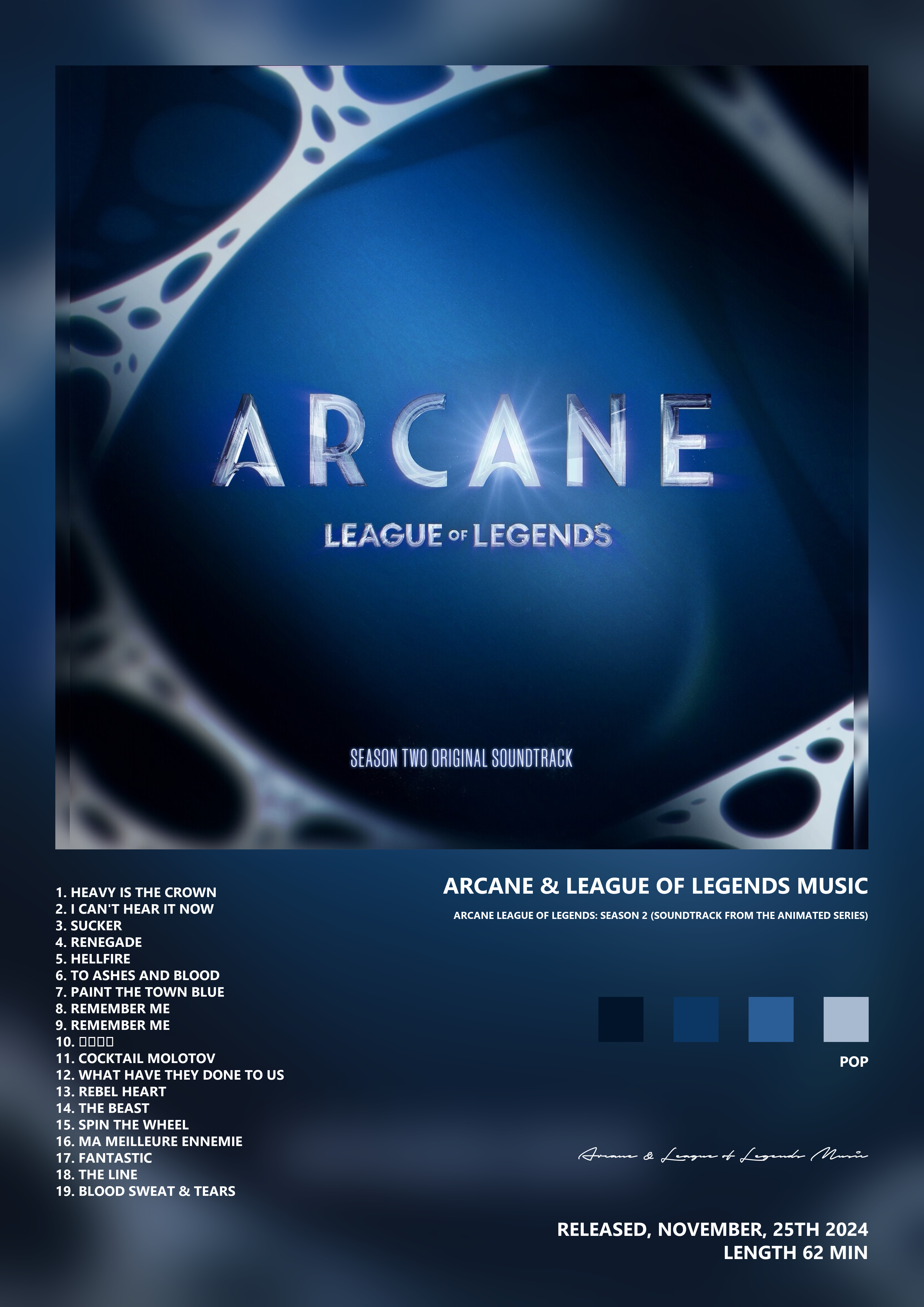 Music poster: Arcane League of Legends Music - Arcane League of Legends Season 2 Soundtrack from the Animated Series