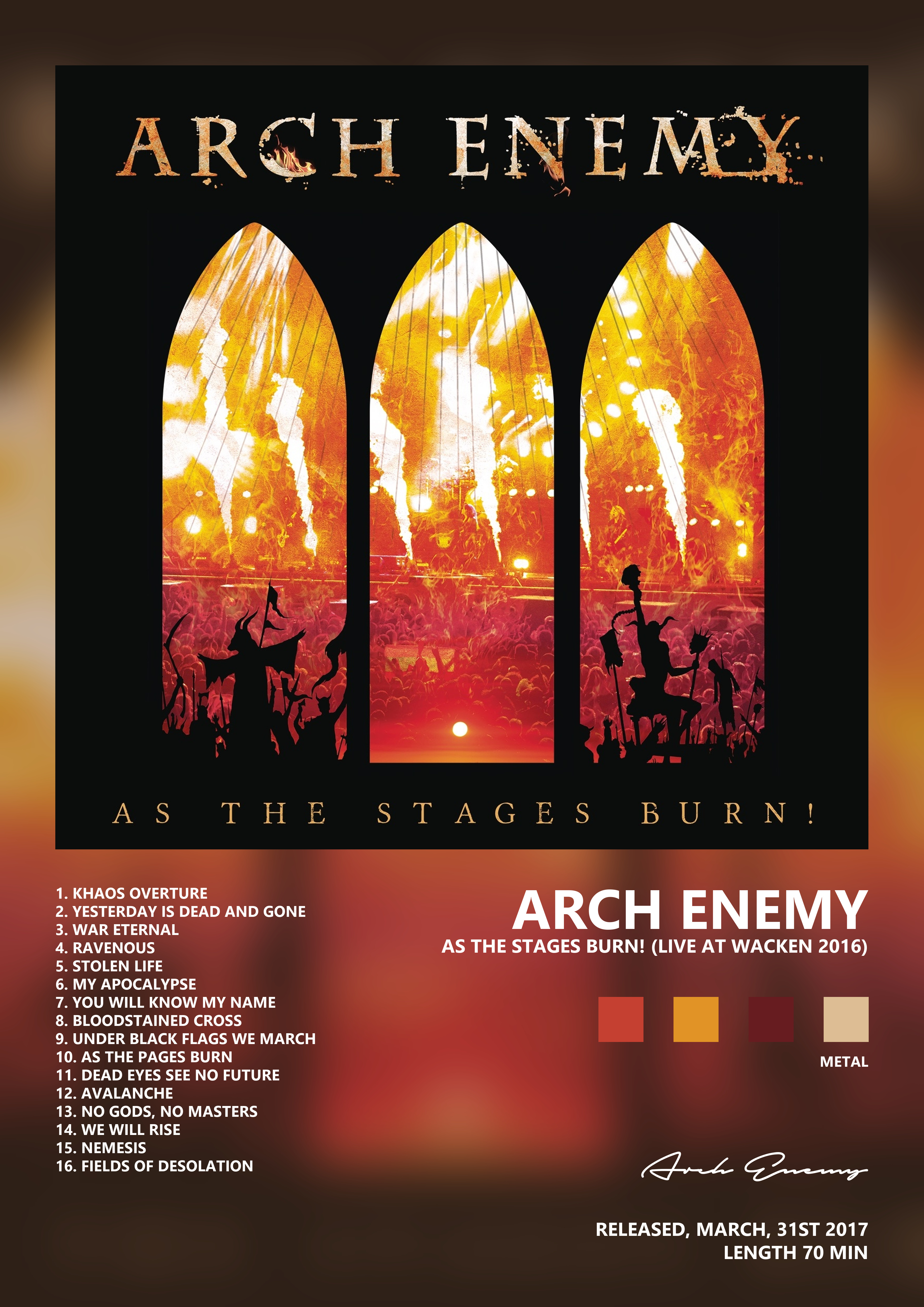 Music poster: Arch Enemy - As the Stages Burn Live at Wacken 2016