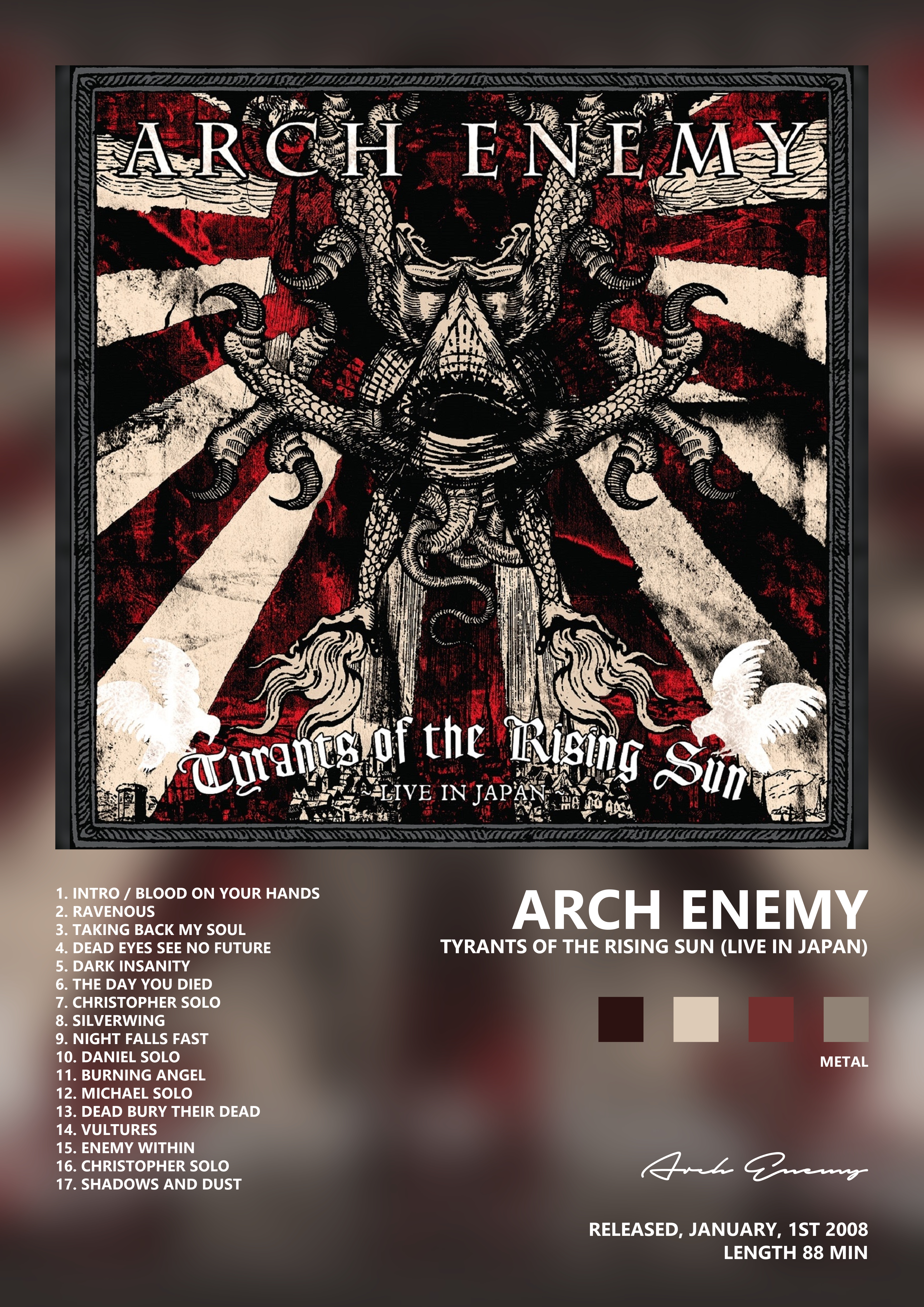 Music poster: Arch Enemy - Tyrants of the Rising Sun Live in Japan