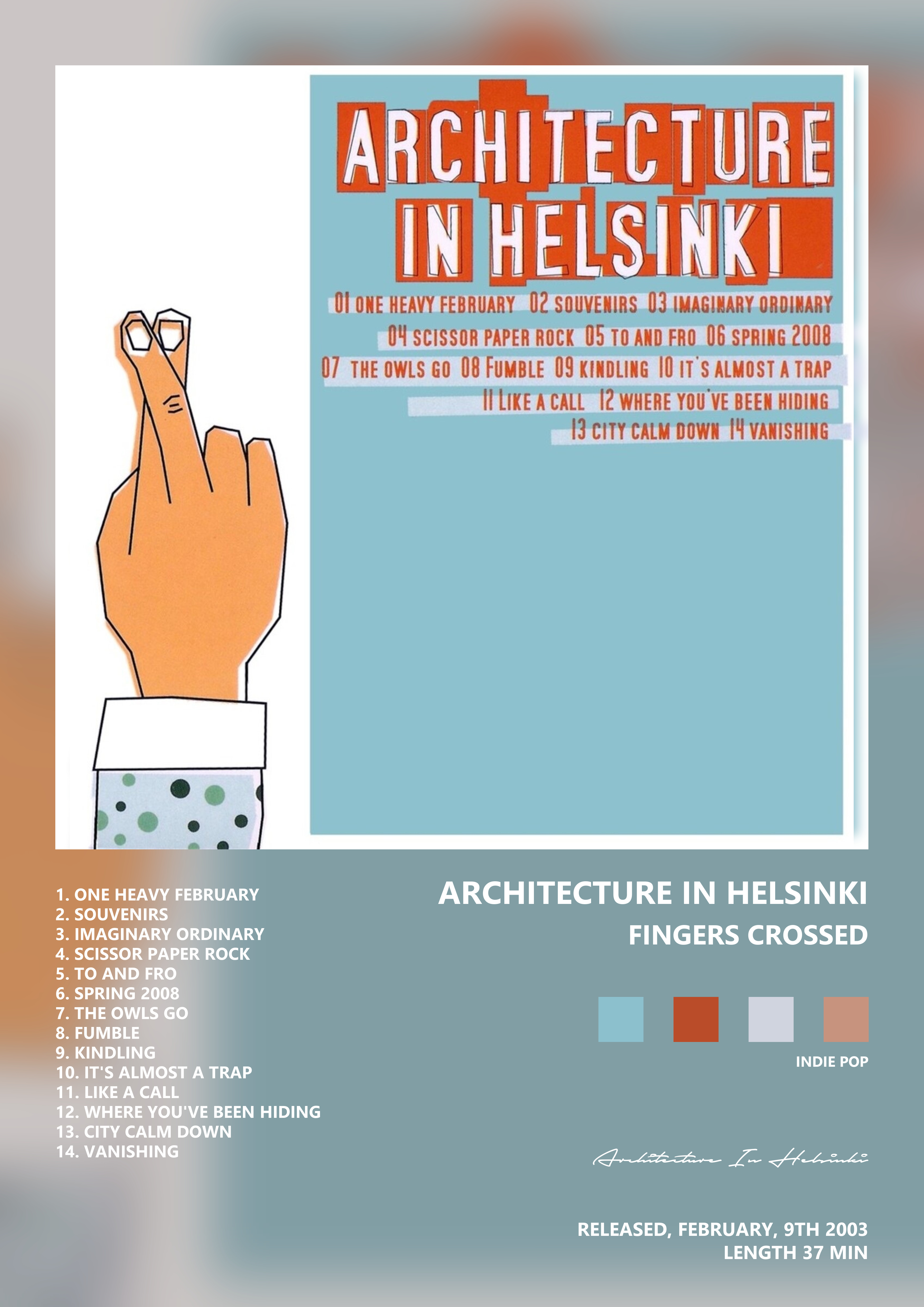 Music poster: Architecture In Helsinki - Fingers Crossed