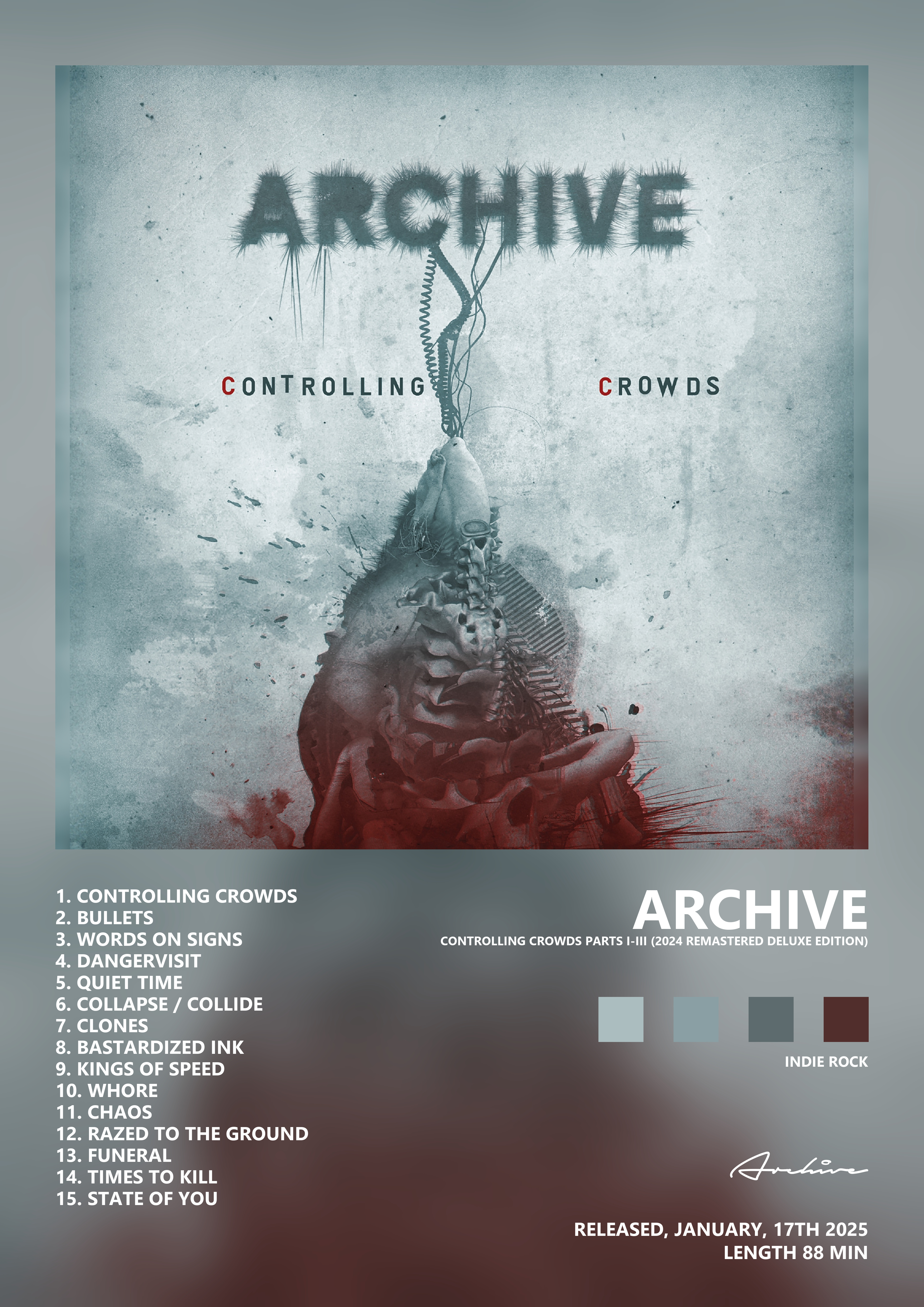Music poster: Archive - Controlling Crowds Parts I-III 2024 Remastered Deluxe Edition