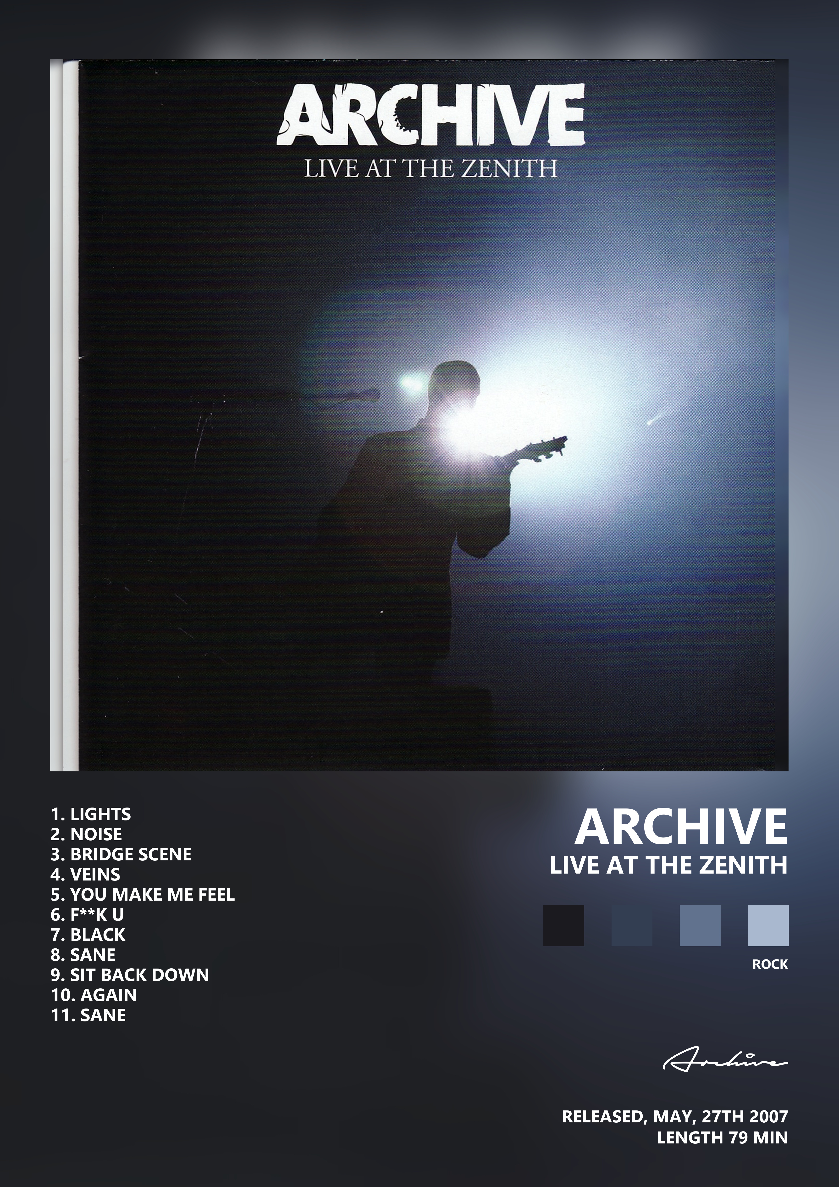 Music poster: Archive - Live At the Zenith