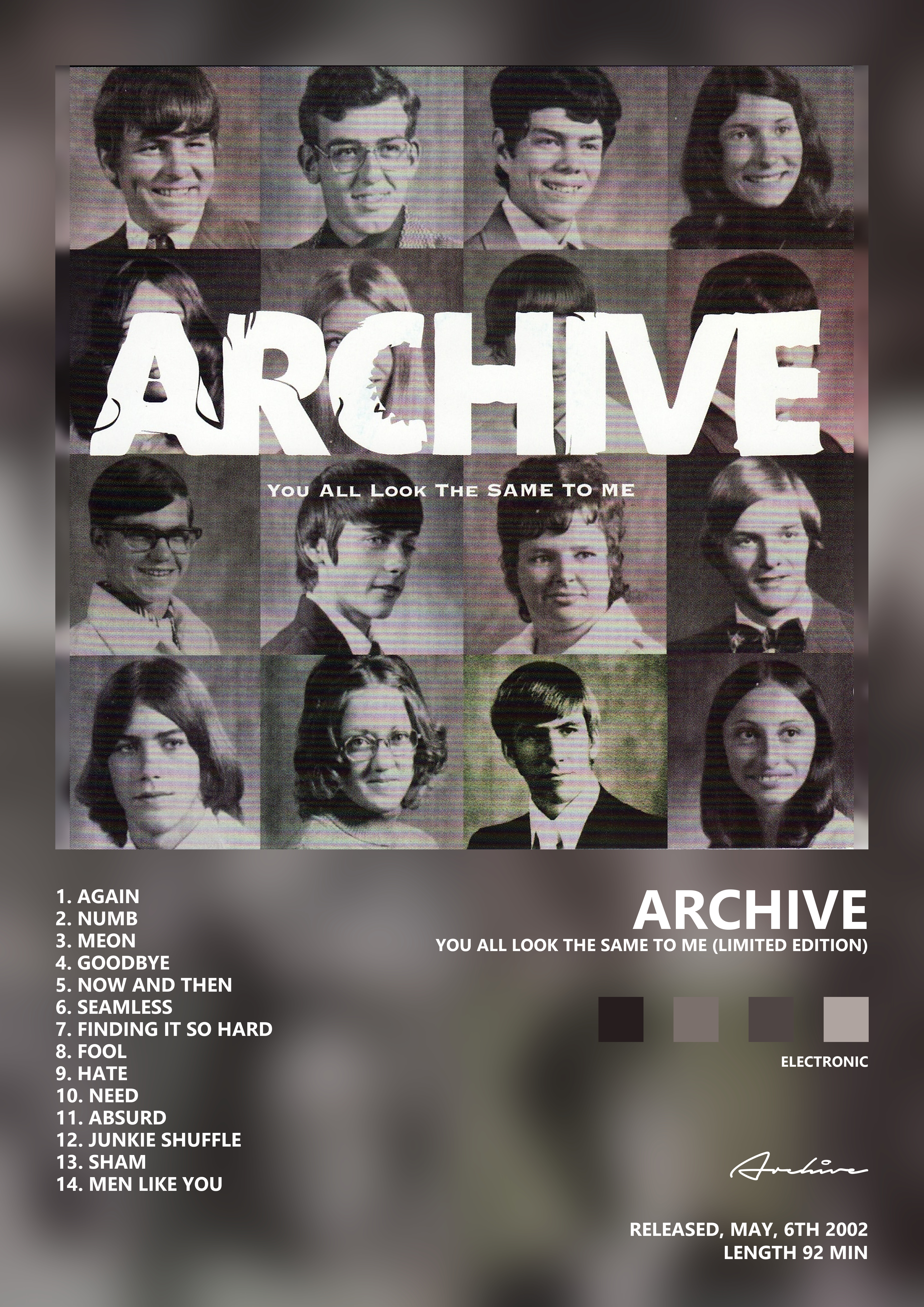 Music poster: Archive - You All Look the Same to Me Limited Edition