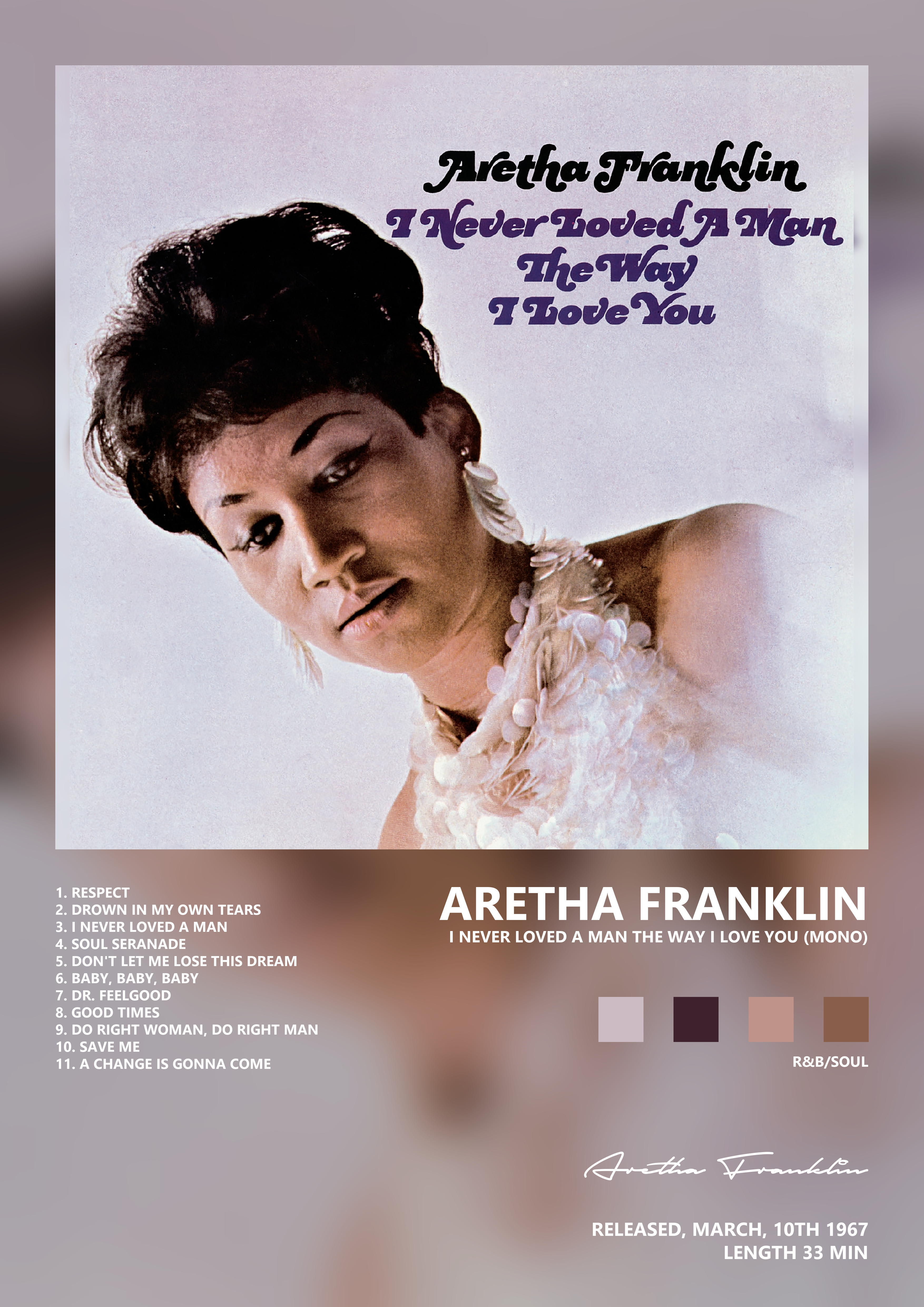 Music poster: Aretha Franklin - I Never Loved a Man the Way I Love You Mono