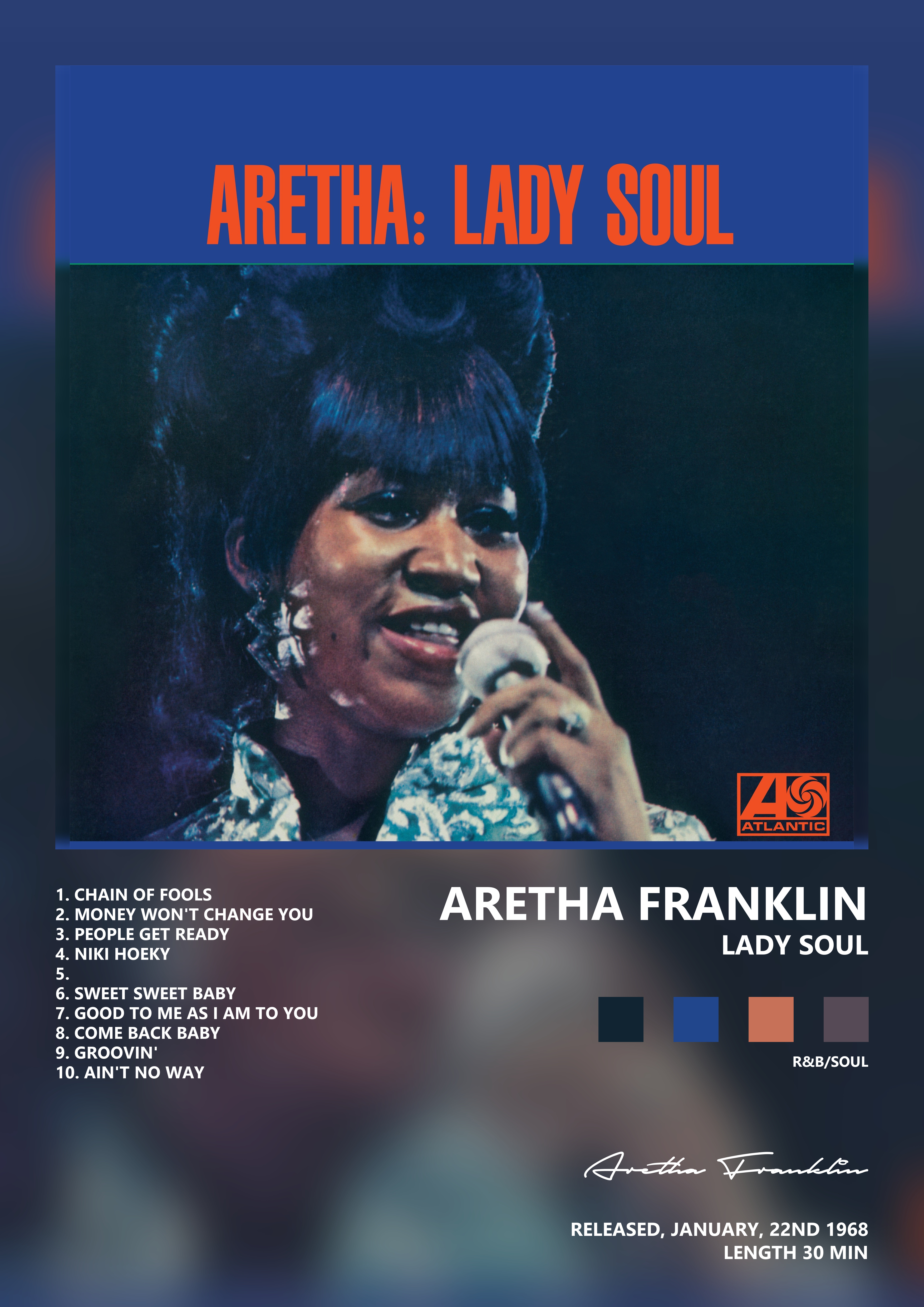 Music poster: Aretha Franklin - Lady Soul