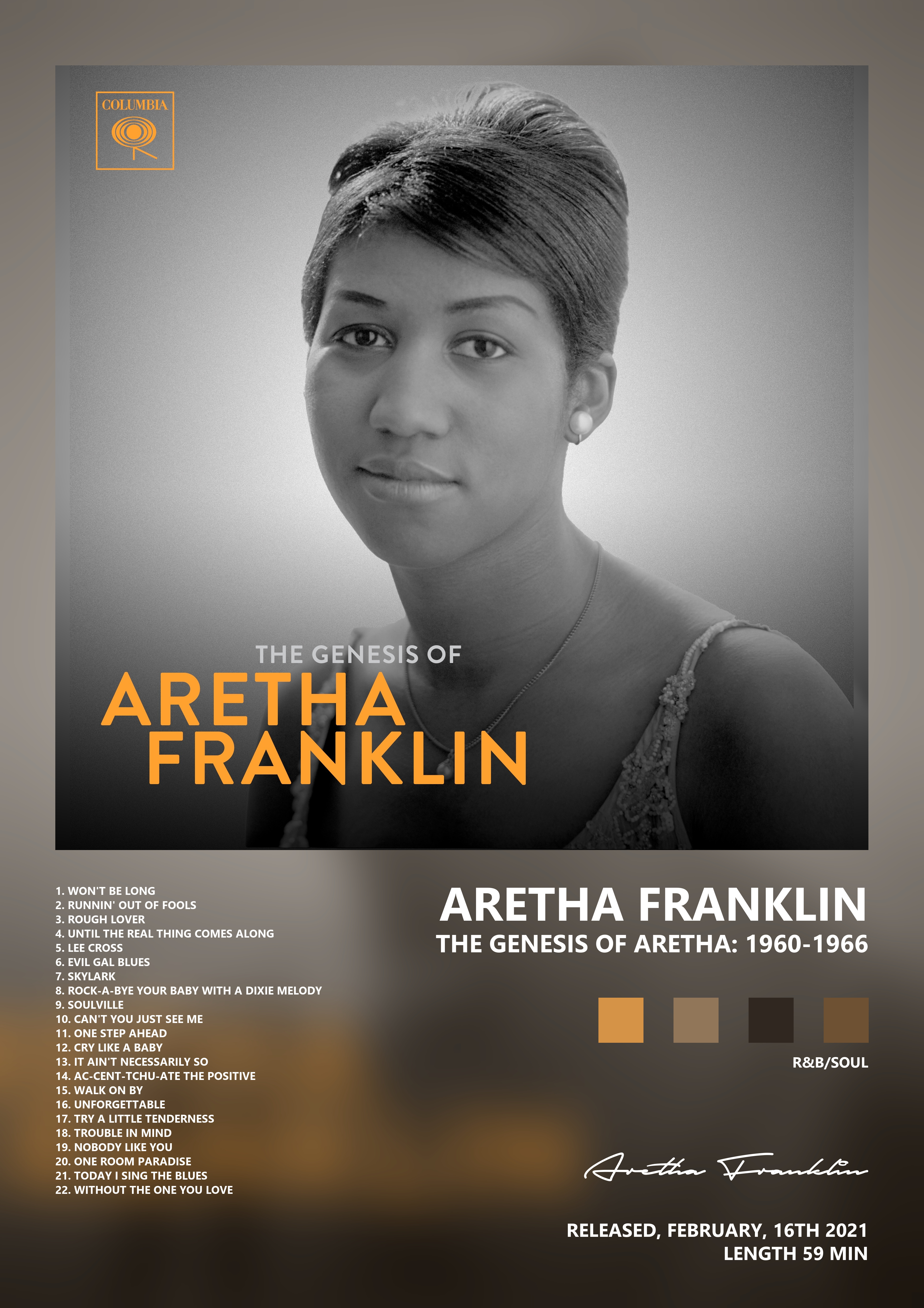 Music poster: Aretha Franklin - The Genesis of Aretha 1960-1966
