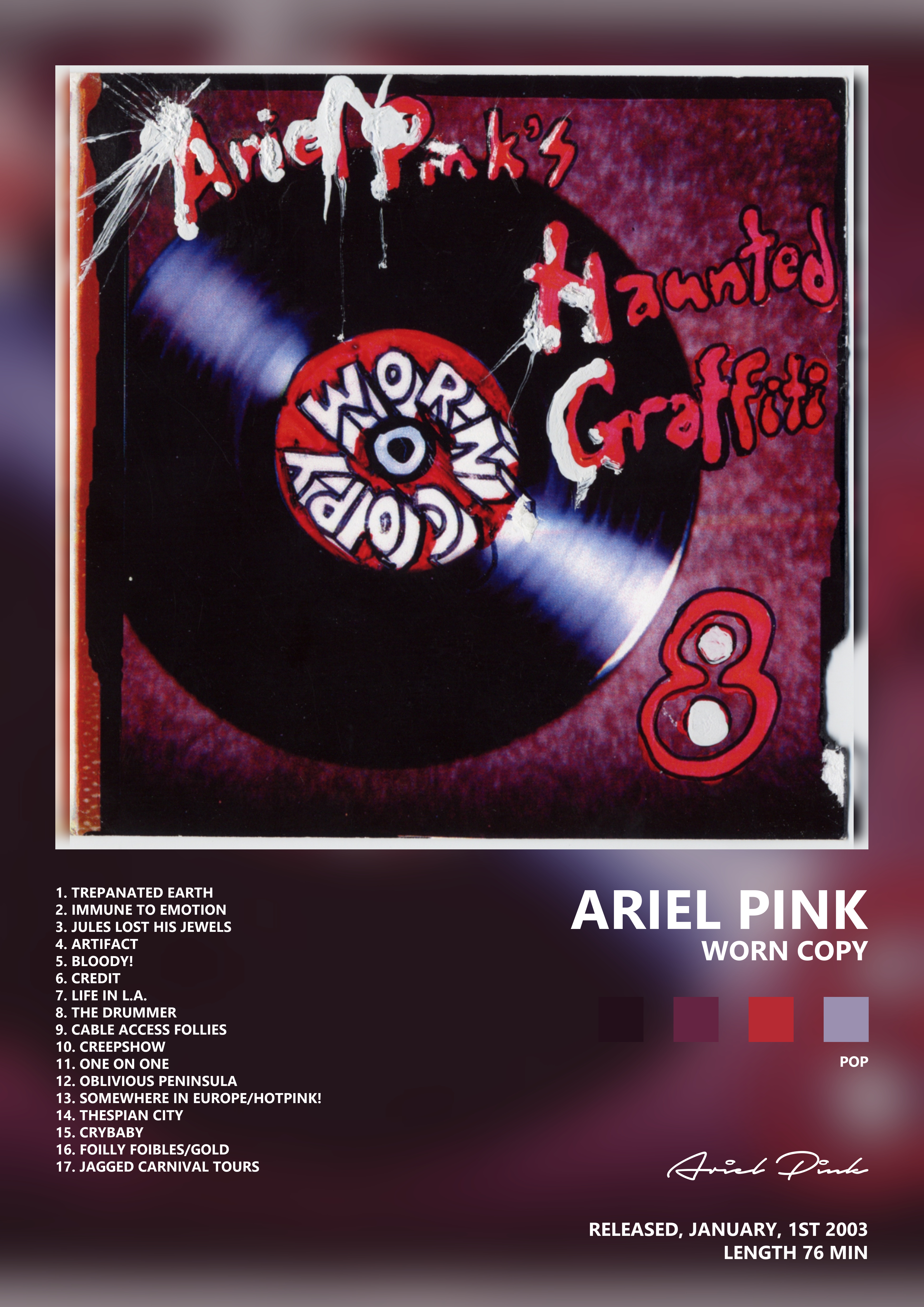 Music poster: Ariel Pink - Worn Copy