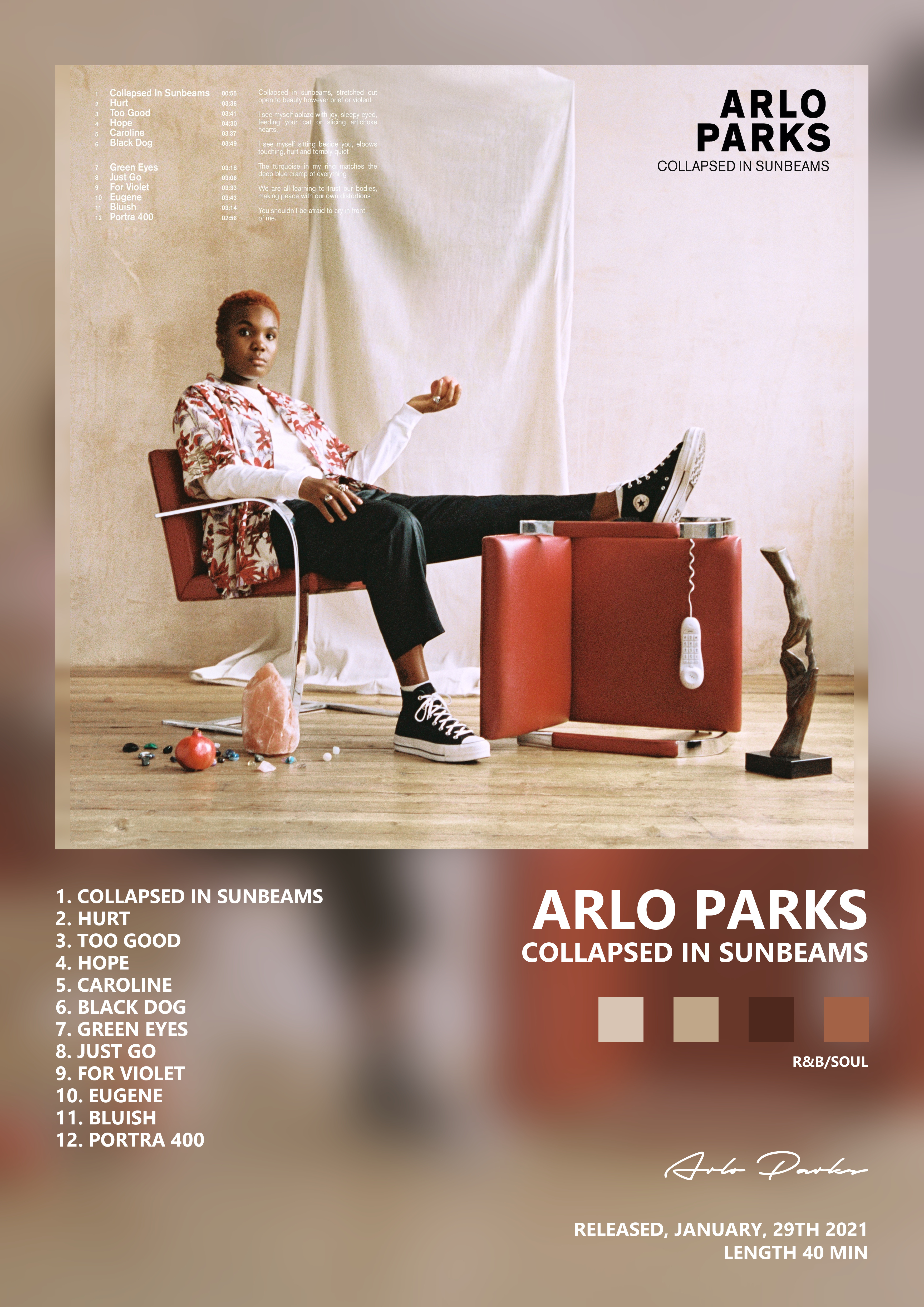 Music poster: Arlo Parks - Collapsed In Sunbeams