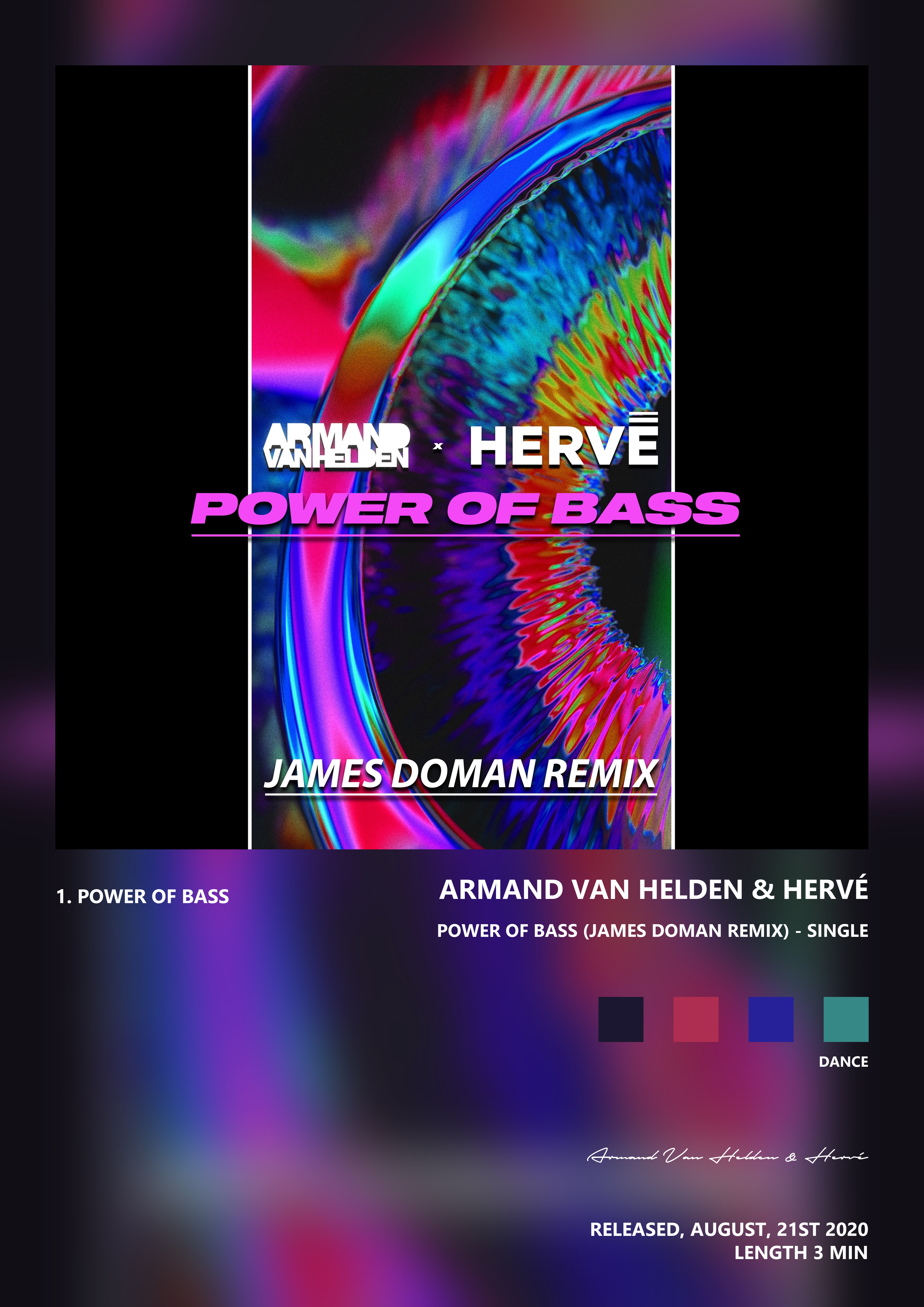 Music poster: Armand Van Helden Hervé - Power of Bass James Doman Remix - Single