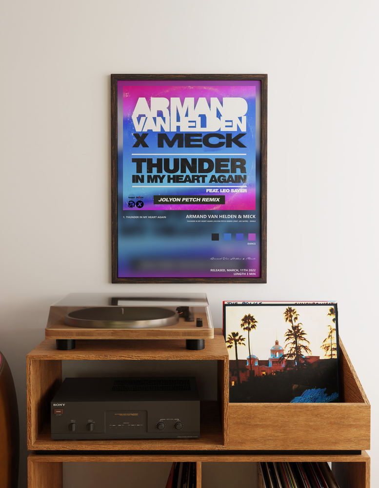 Music poster: Armand Van Helden Meck - Thunder In My Heart Again Jolyon Petch Remix feat Leo Sayer - Single