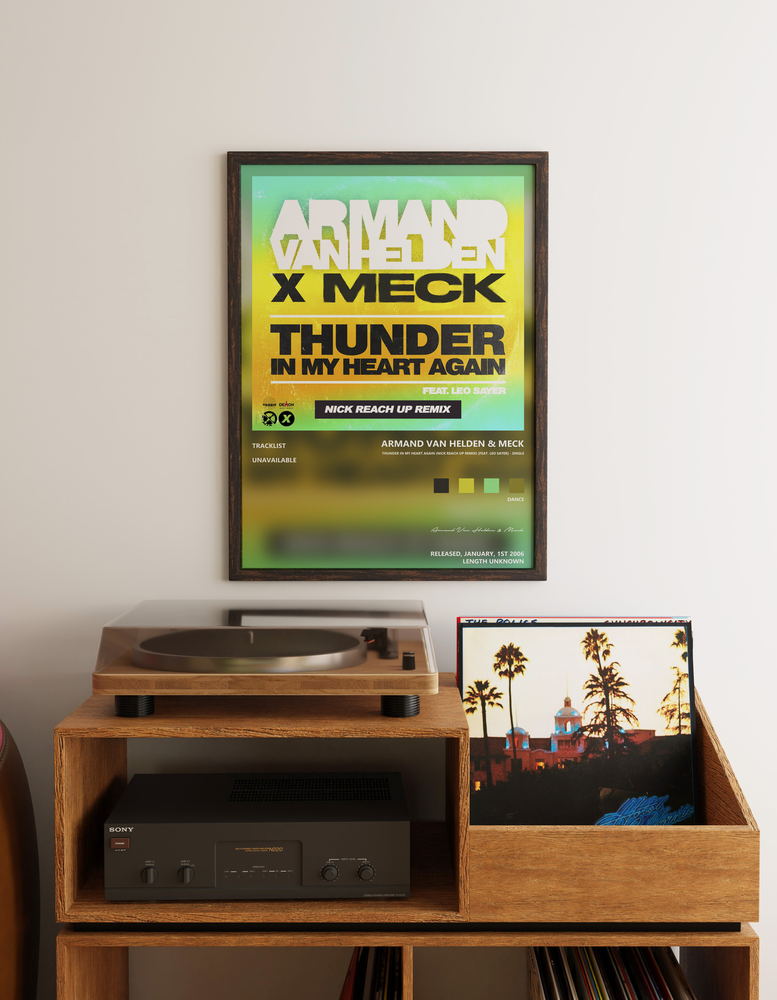Music poster: Armand Van Helden Meck - Thunder In My Heart Again Nick Reach Up Remix feat Leo Sayer - Single