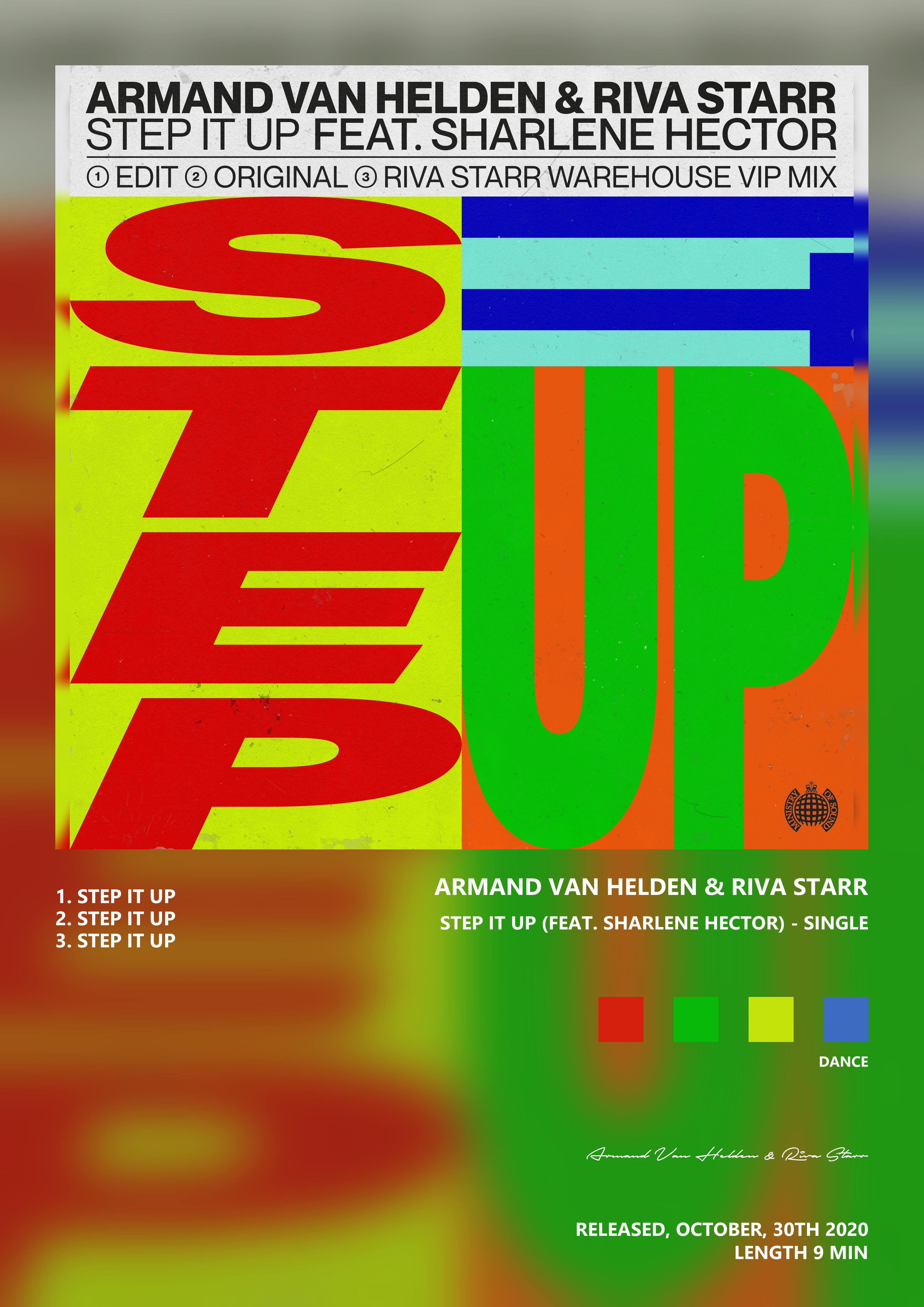 Music poster: Armand Van Helden Riva Starr - Step It Up feat Sharlene Hector - Single