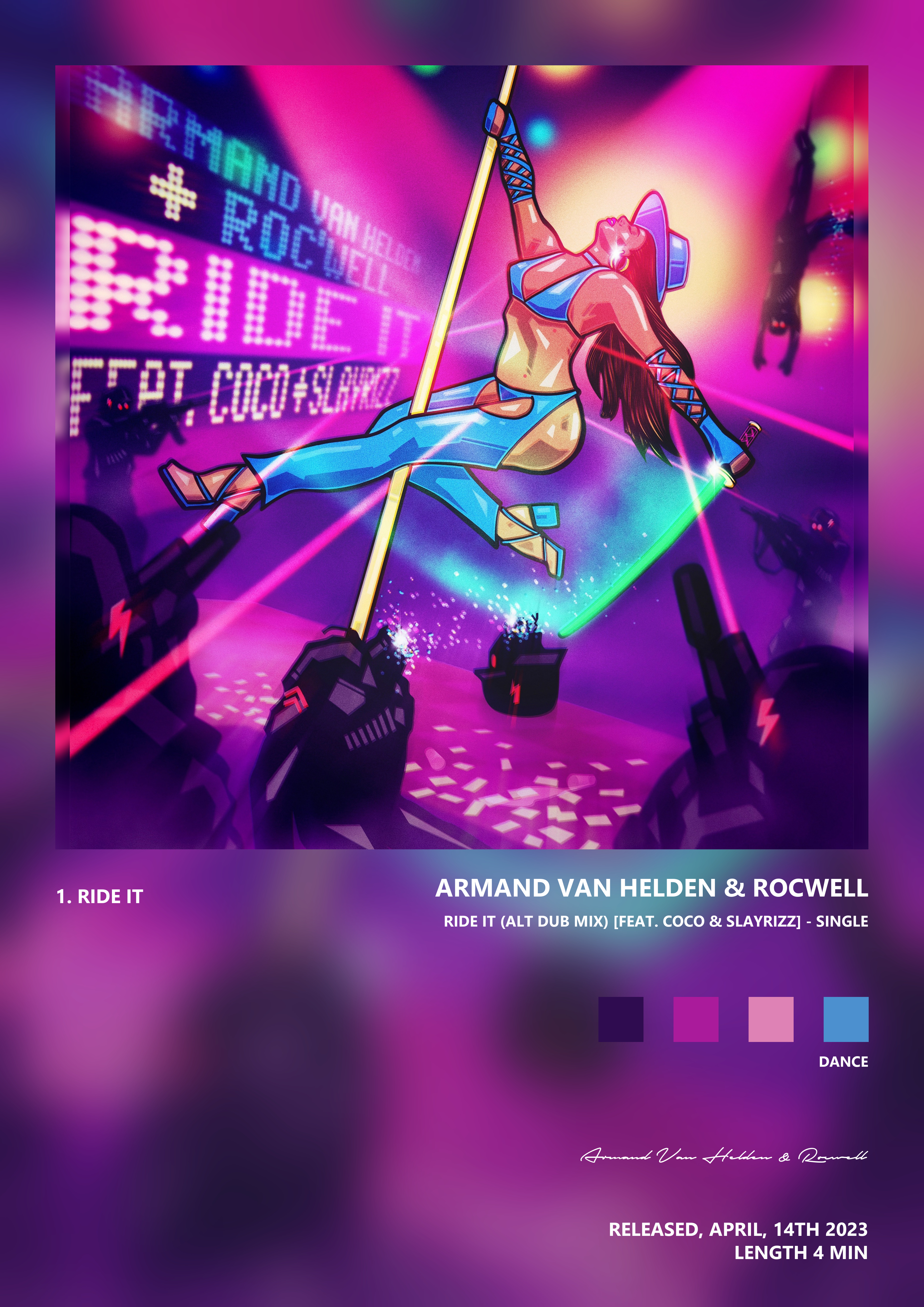 Music poster: Armand Van Helden Rocwell - Ride It Alt Dub Mix feat CoCo Slayrizz - Single