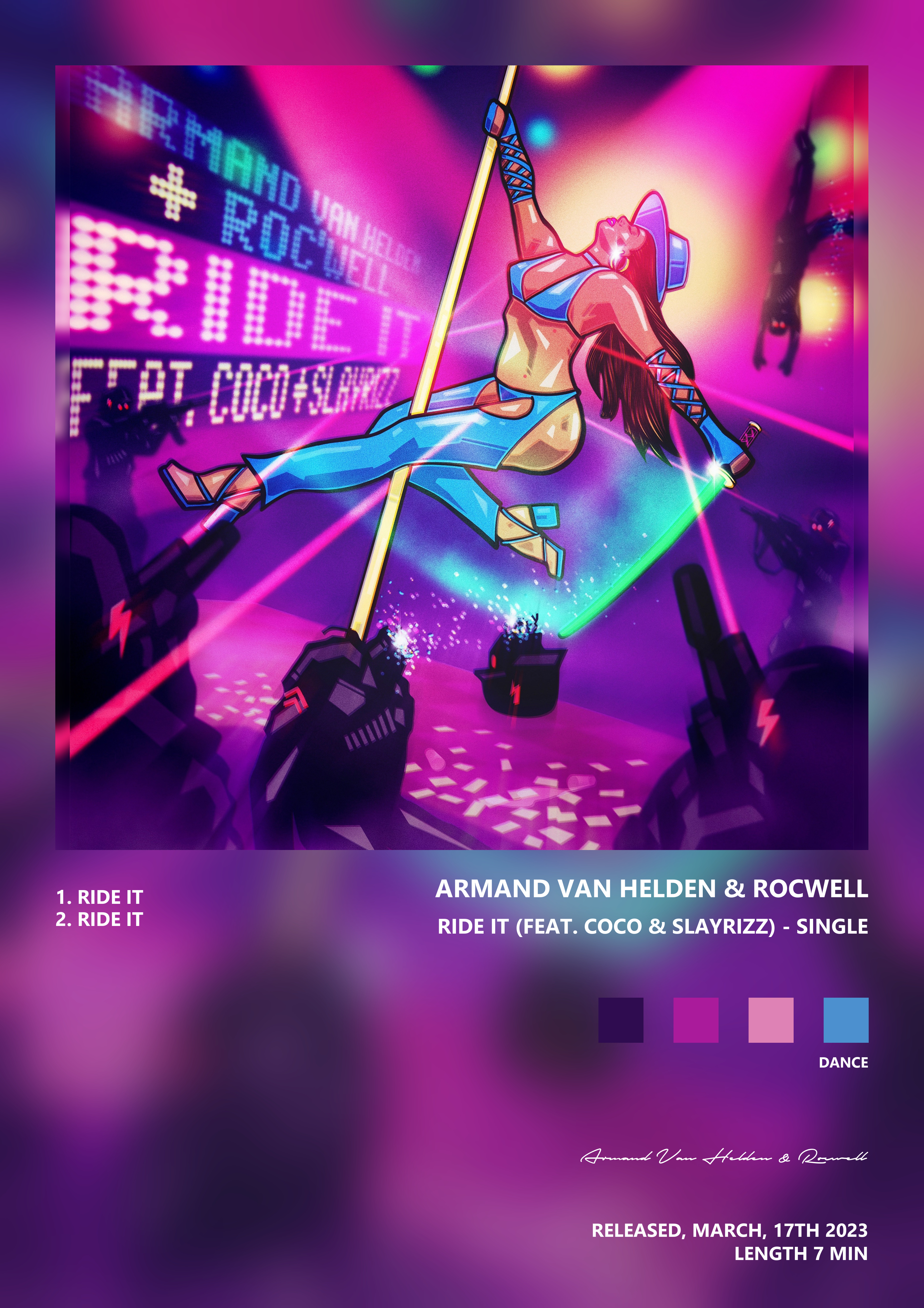 Music poster: Armand Van Helden Rocwell - Ride It feat CoCo Slayrizz - Single