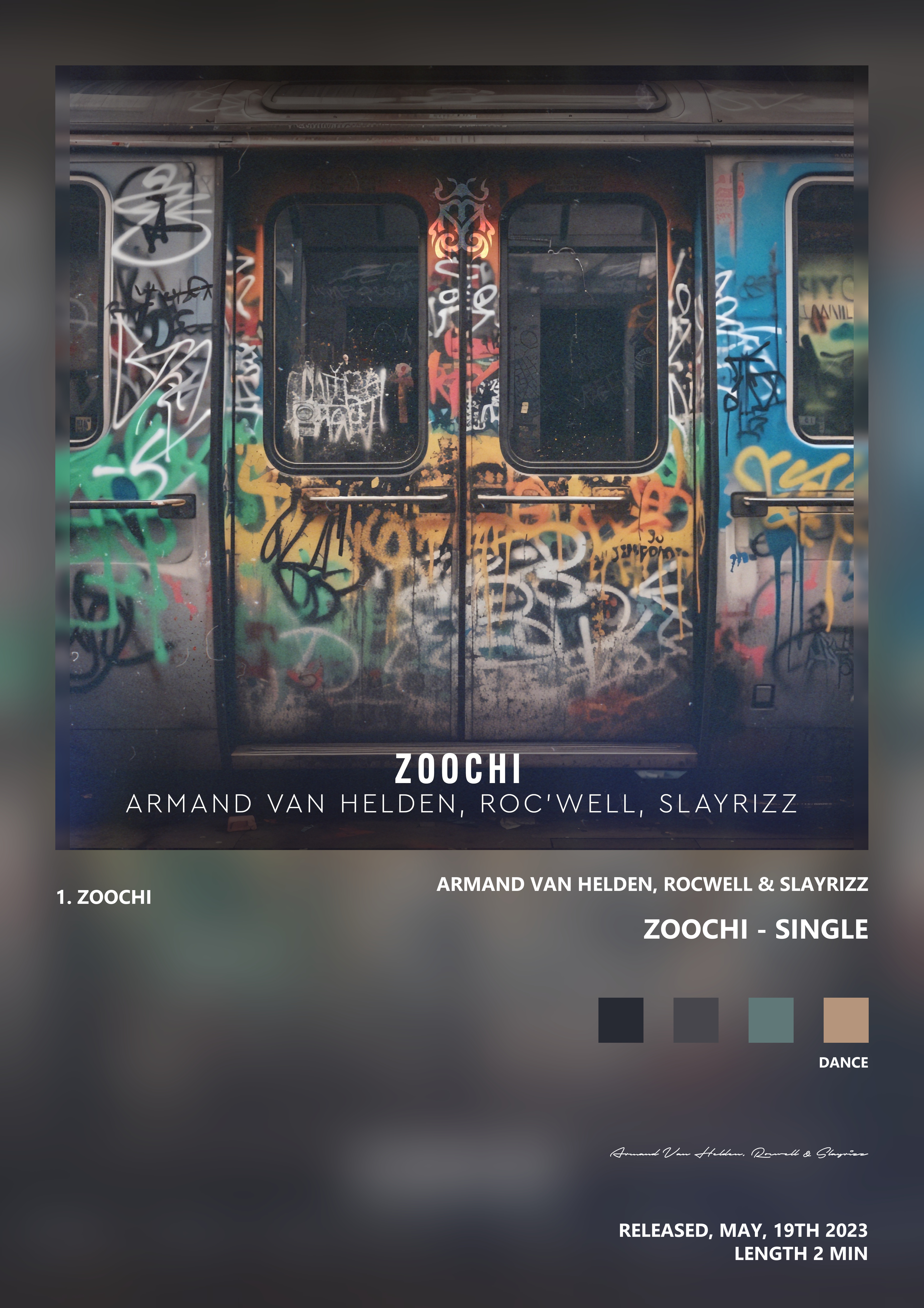 Music poster: Armand Van Helden Rocwell Slayrizz - Zoochi - Single
