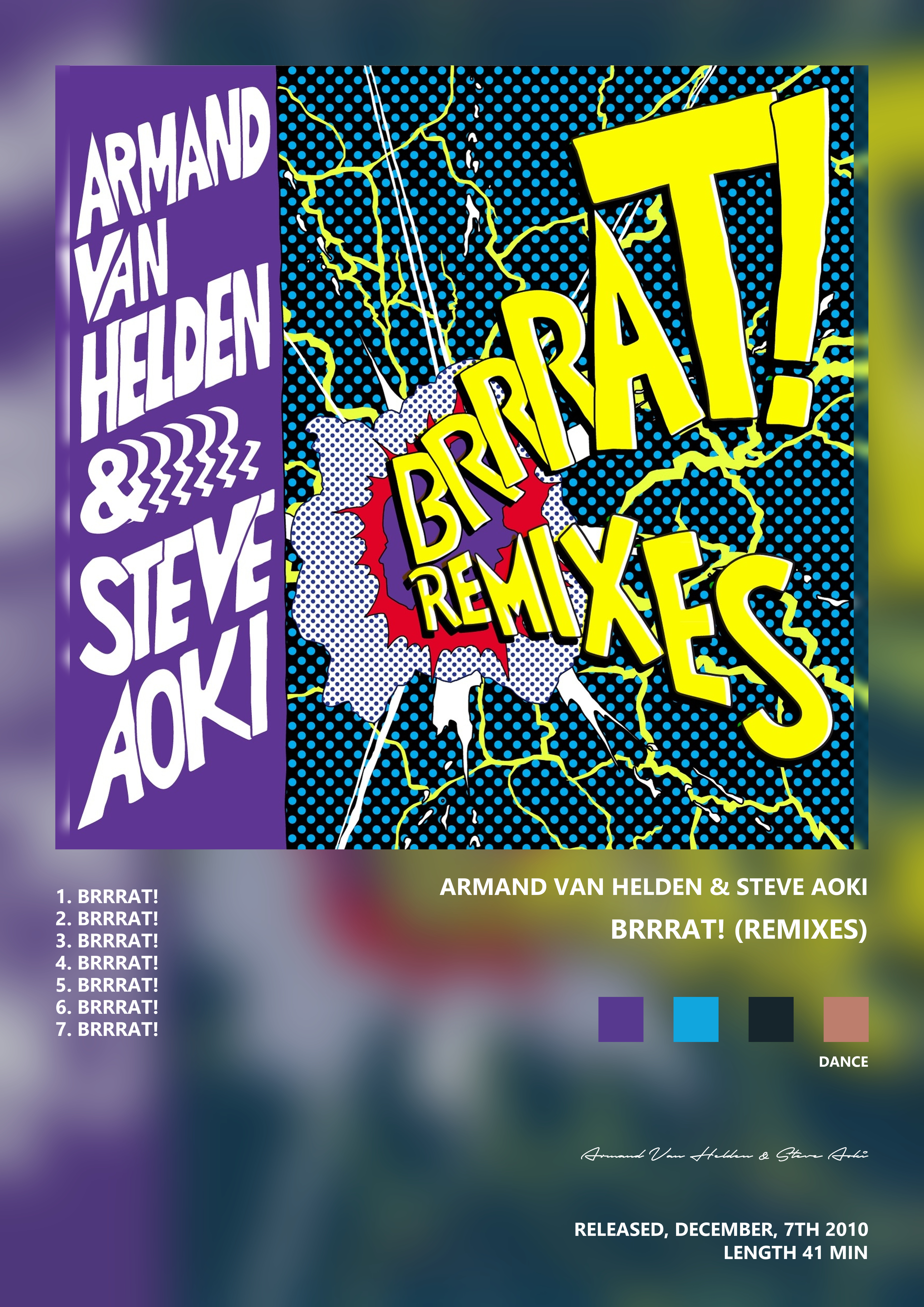 Music poster: Armand Van Helden Steve Aoki - Brrrat Remixes