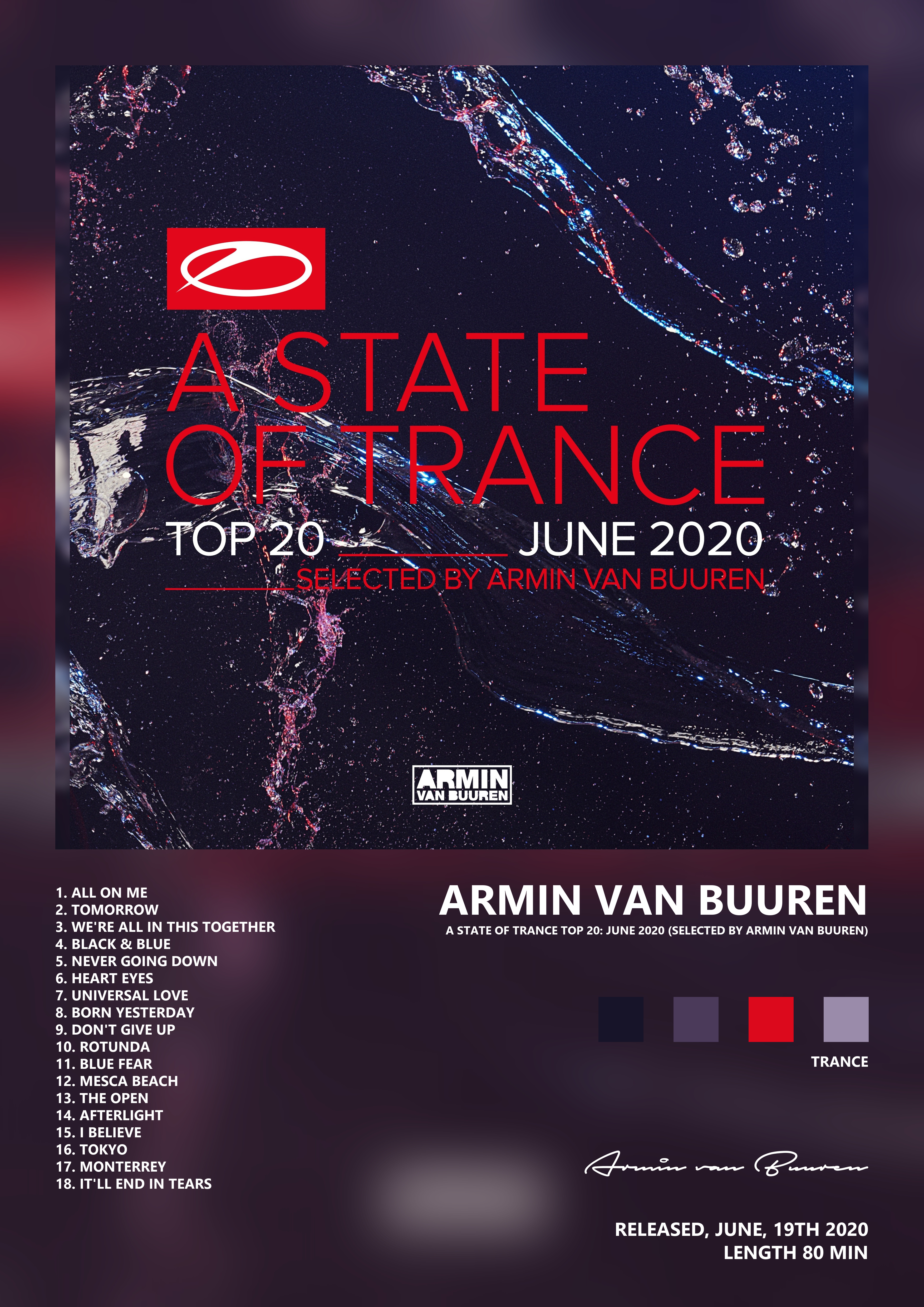 Music poster: Armin van Buuren - A State of Trance Top 20 June 2020 Selected by Armin Van Buuren