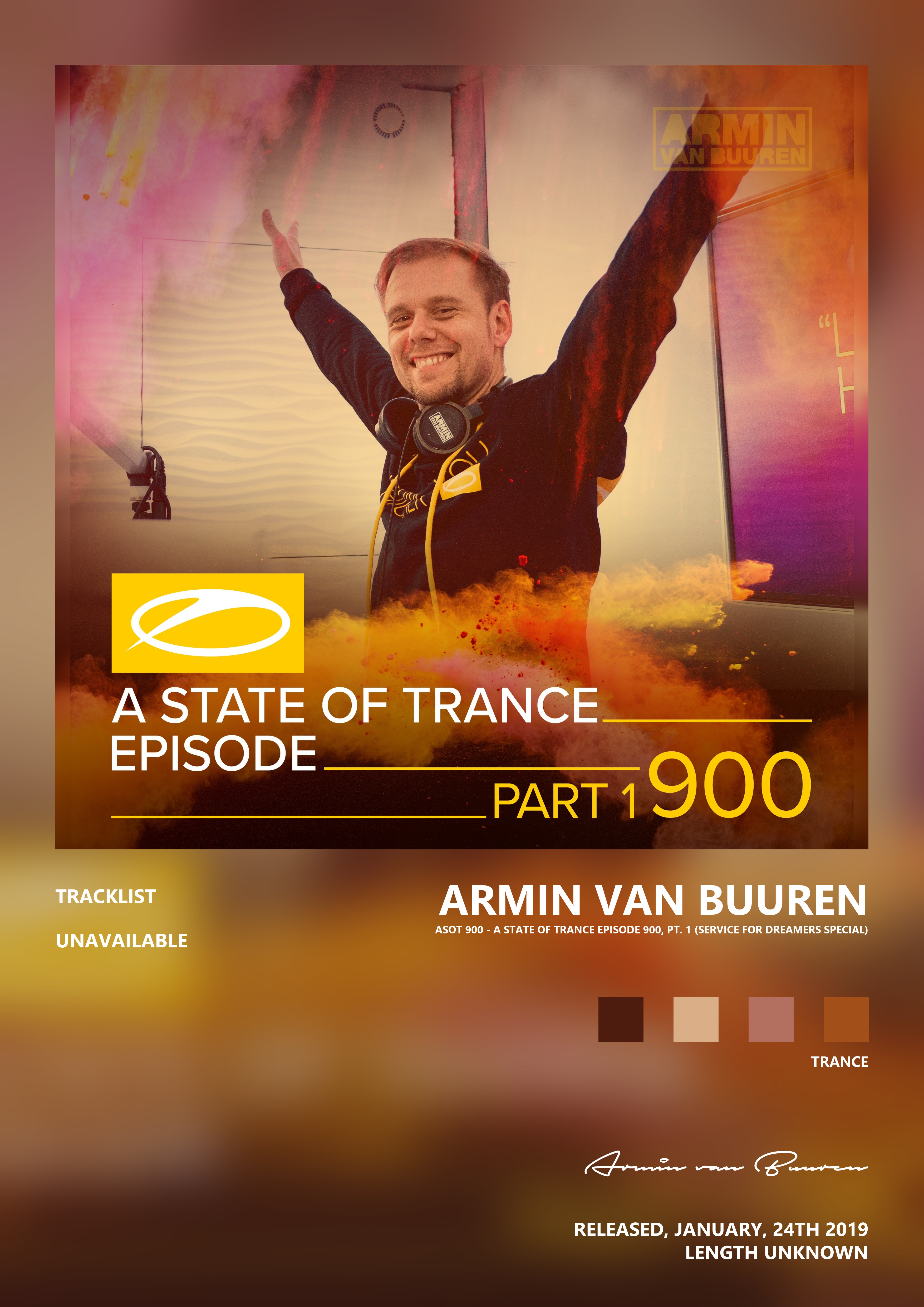 Music poster: Armin van Buuren - Asot 900 - A State of Trance Episode 900 Pt 1 Service for Dreamers Special