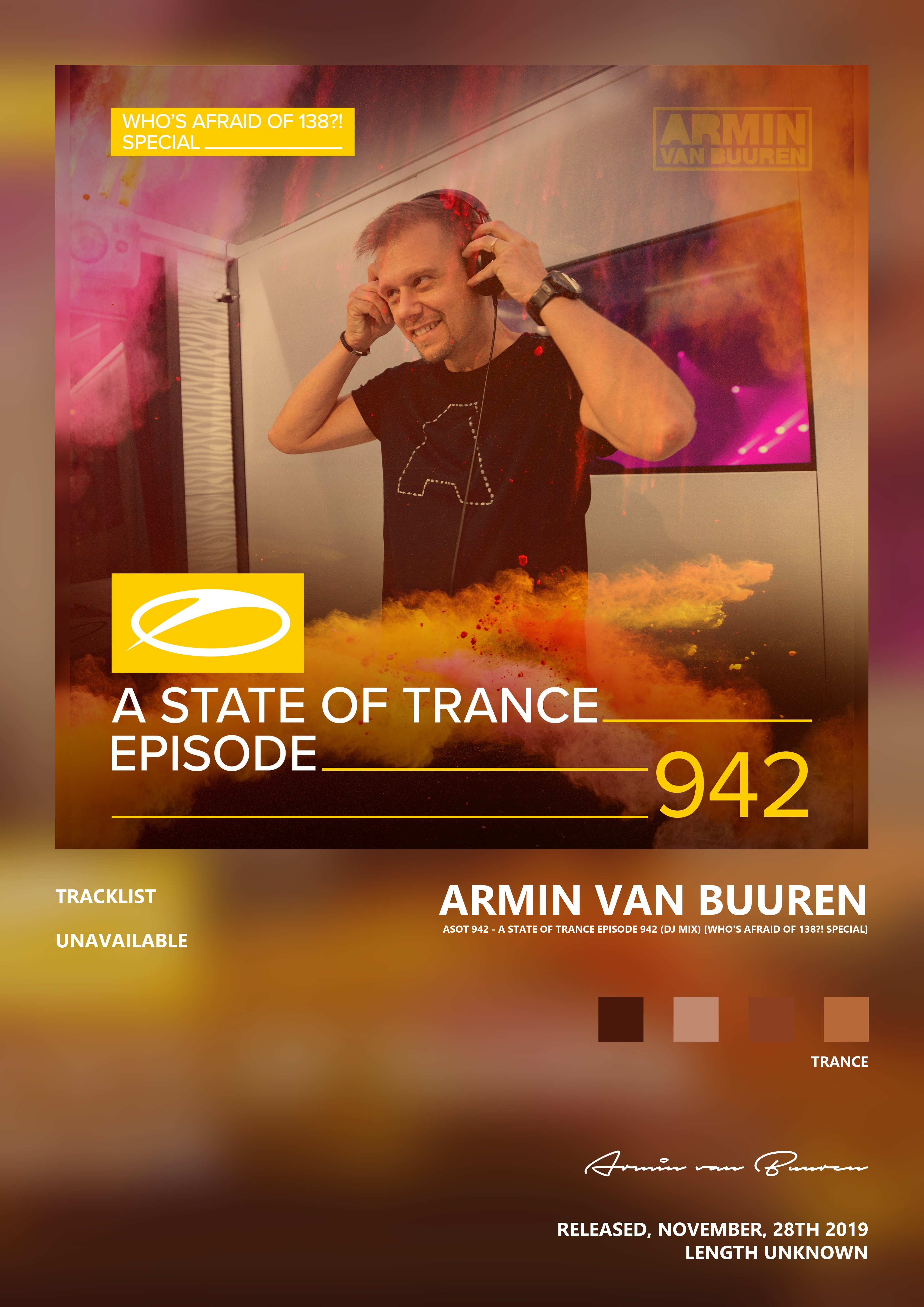 Music poster: Armin van Buuren - Asot 942 - A State of Trance Episode 942 DJ Mix Whos Afraid of 138 Special