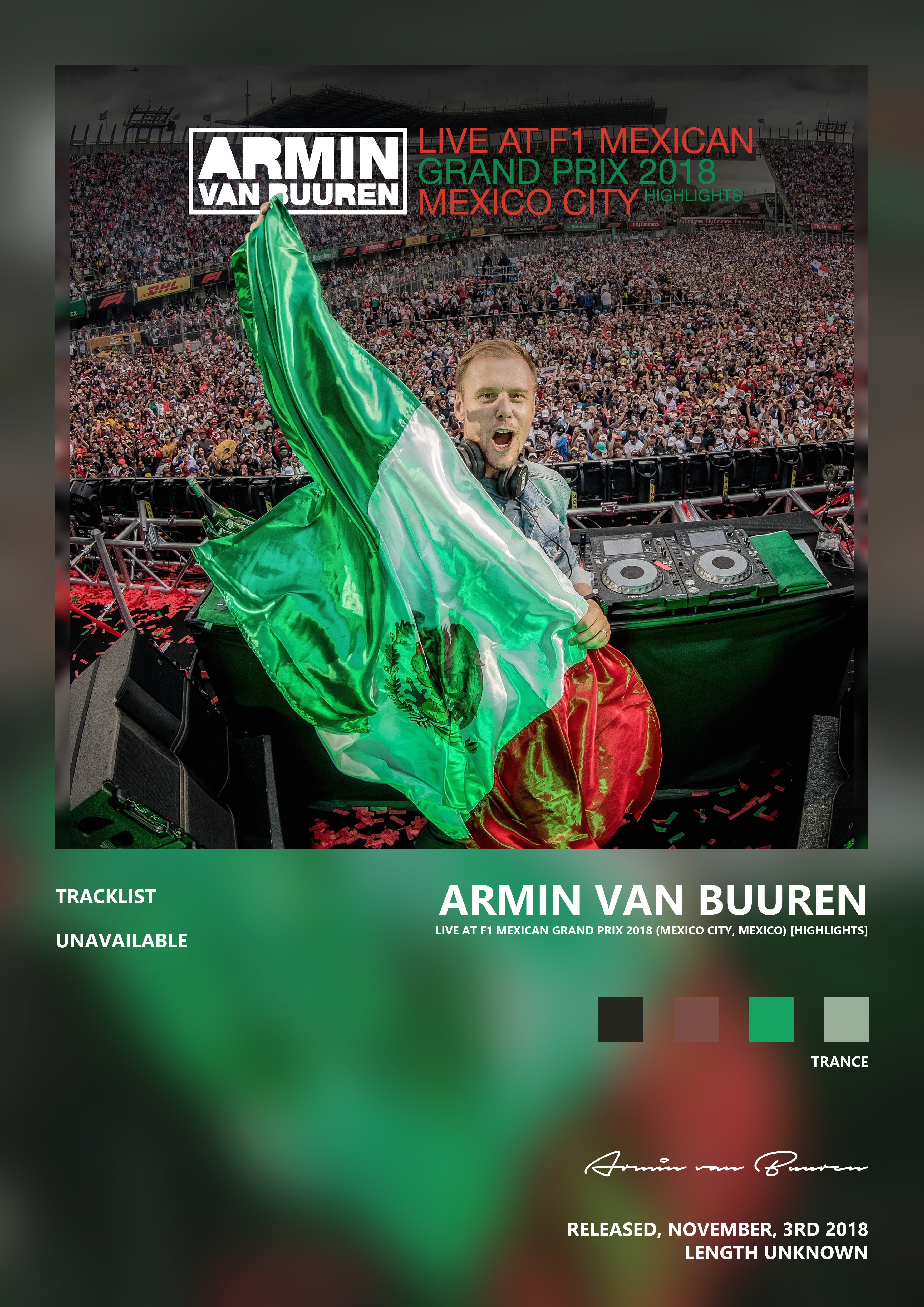 Music poster: Armin van Buuren - Live at F1 Mexican Grand Prix 2018 Mexico City Mexico Highlights