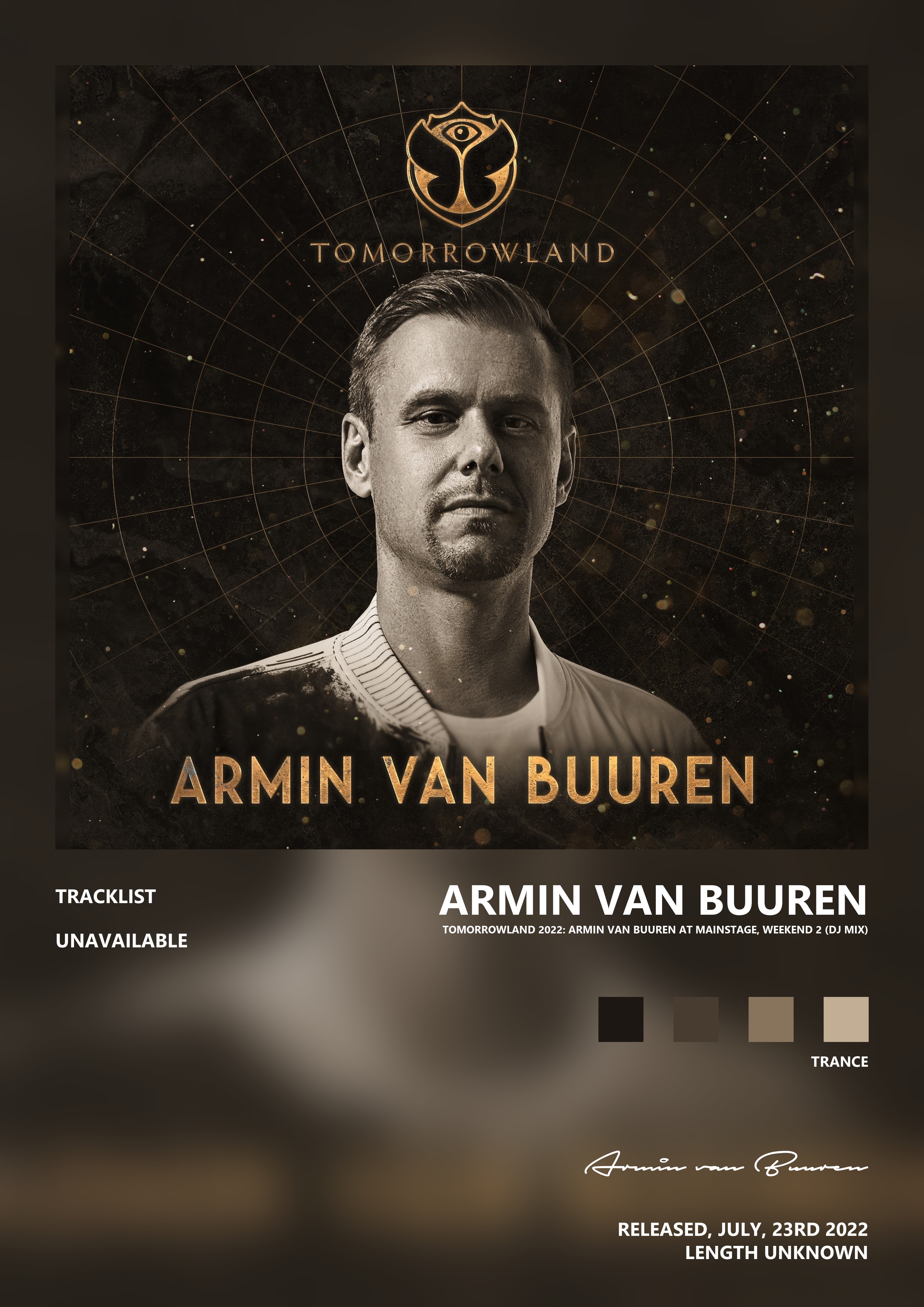 Music poster: Armin van Buuren - Tomorrowland 2022 Armin van Buuren at Mainstage Weekend 2 DJ Mix