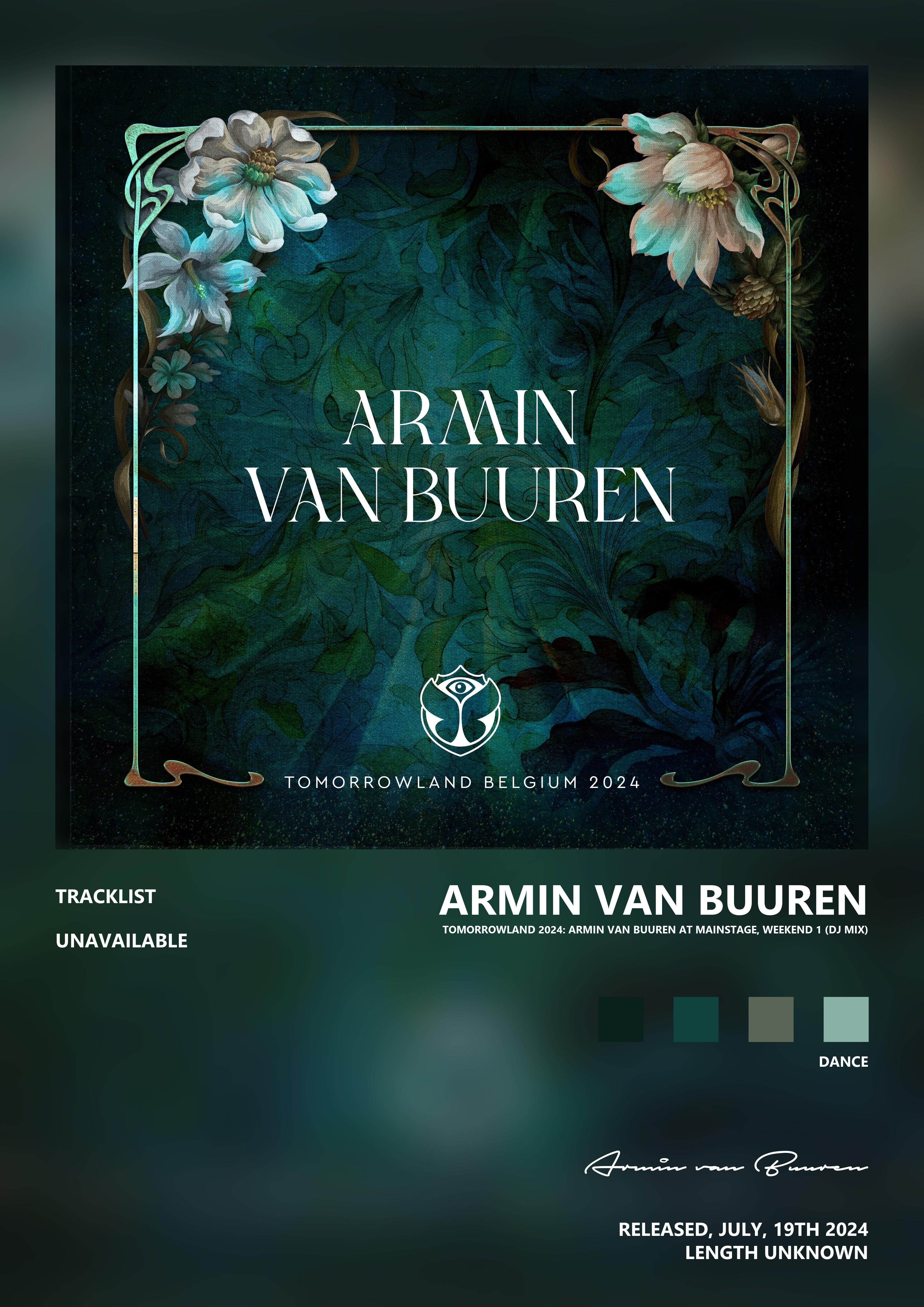 Music poster: Armin van Buuren - Tomorrowland 2024 Armin van Buuren at MainStage Weekend 1 DJ Mix
