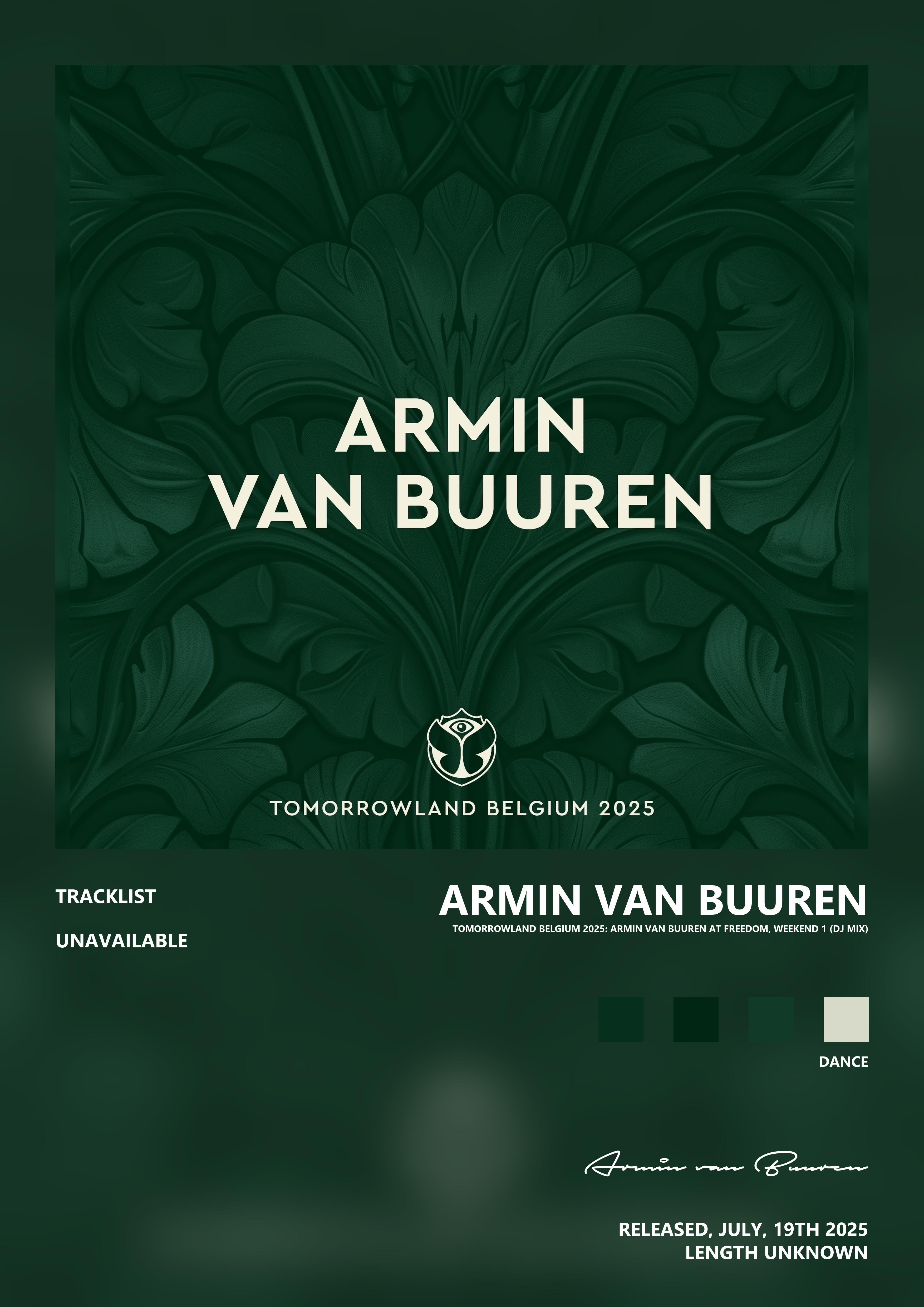 Music poster: Armin van Buuren - Tomorrowland Belgium 2025 Armin van Buuren at Freedom Weekend 1 DJ Mix