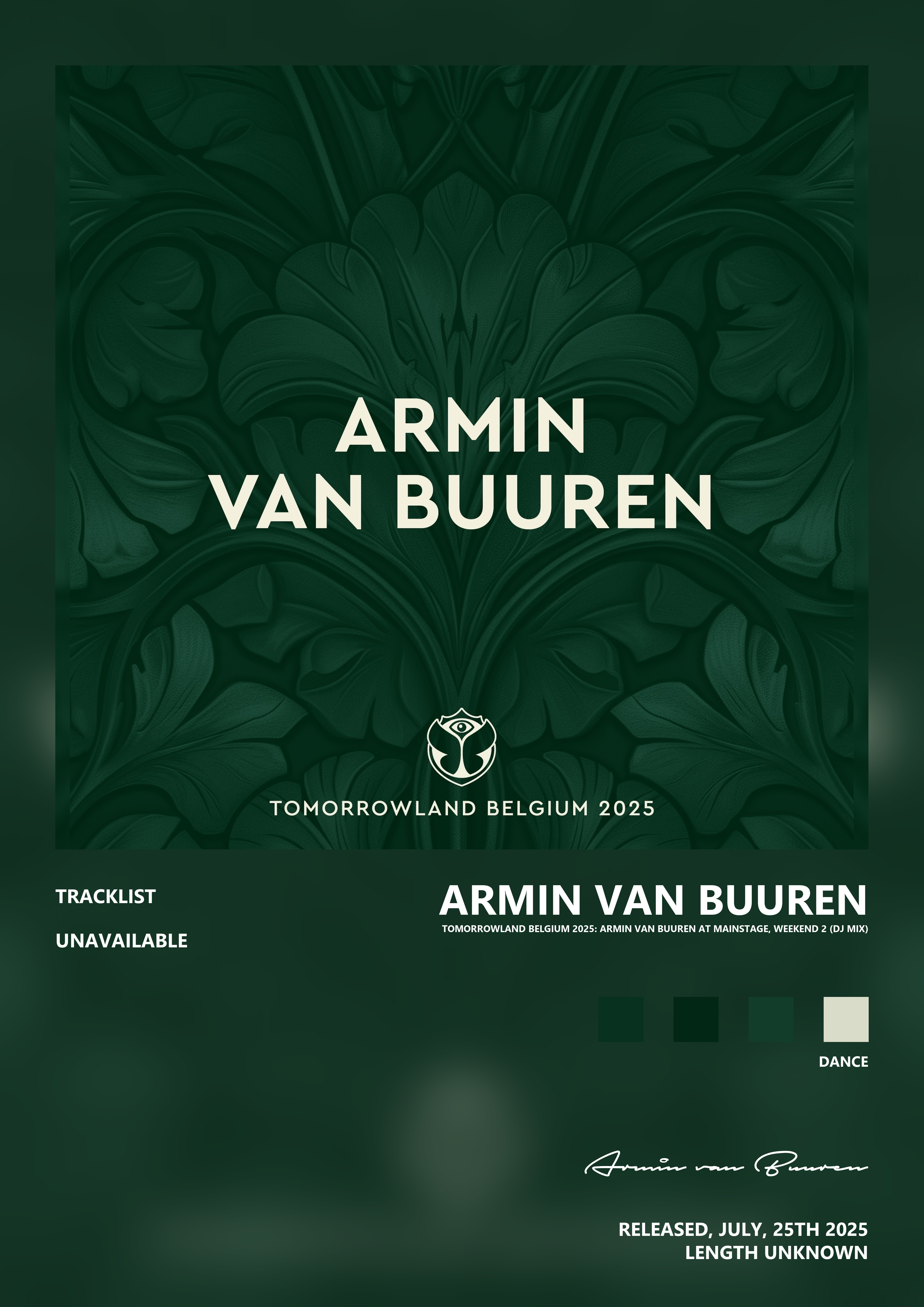 Music poster: Armin van Buuren - Tomorrowland Belgium 2025 Armin van Buuren at Mainstage Weekend 2 DJ Mix