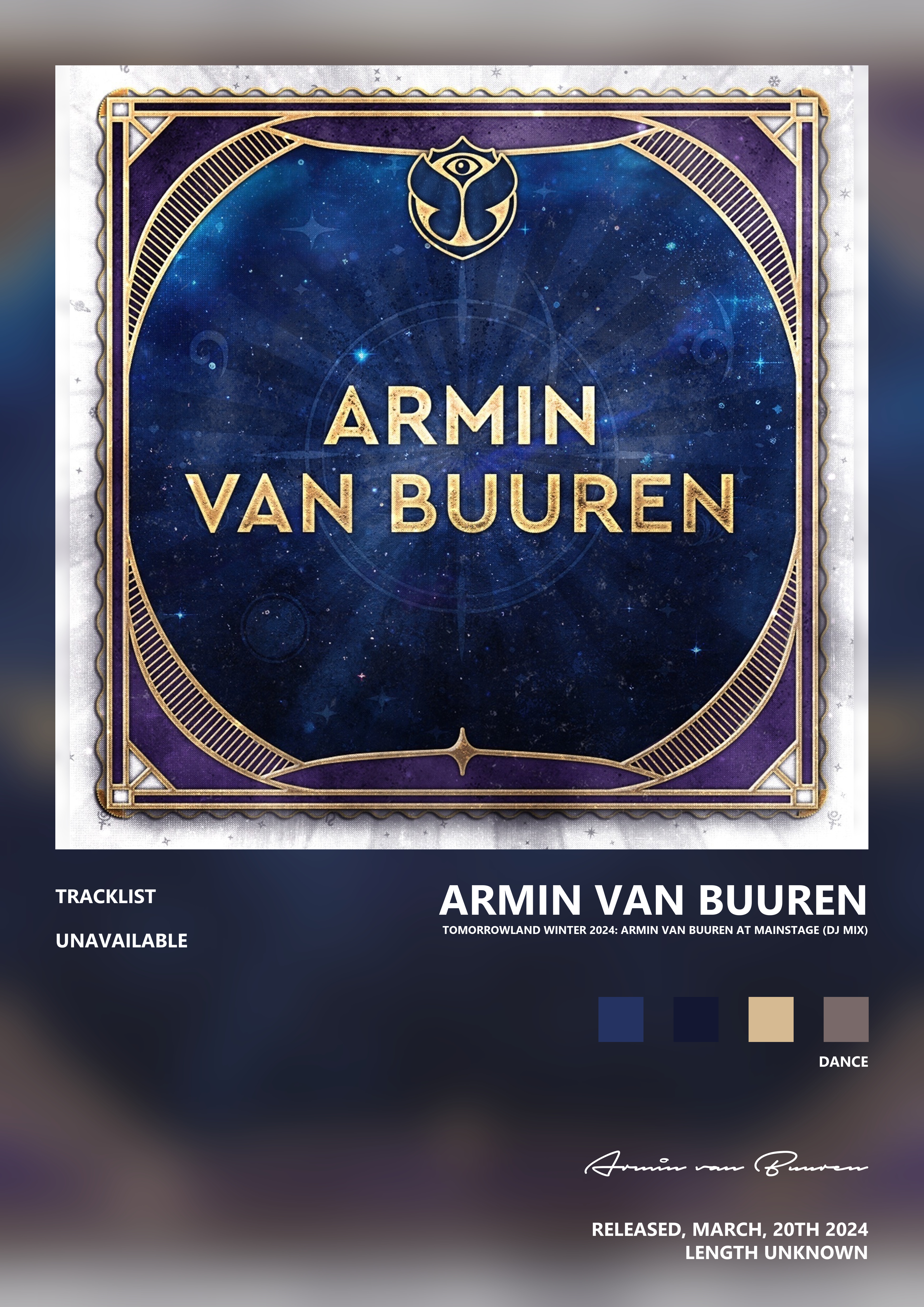 Music poster: Armin van Buuren - Tomorrowland Winter 2024 Armin van Buuren at Mainstage DJ Mix