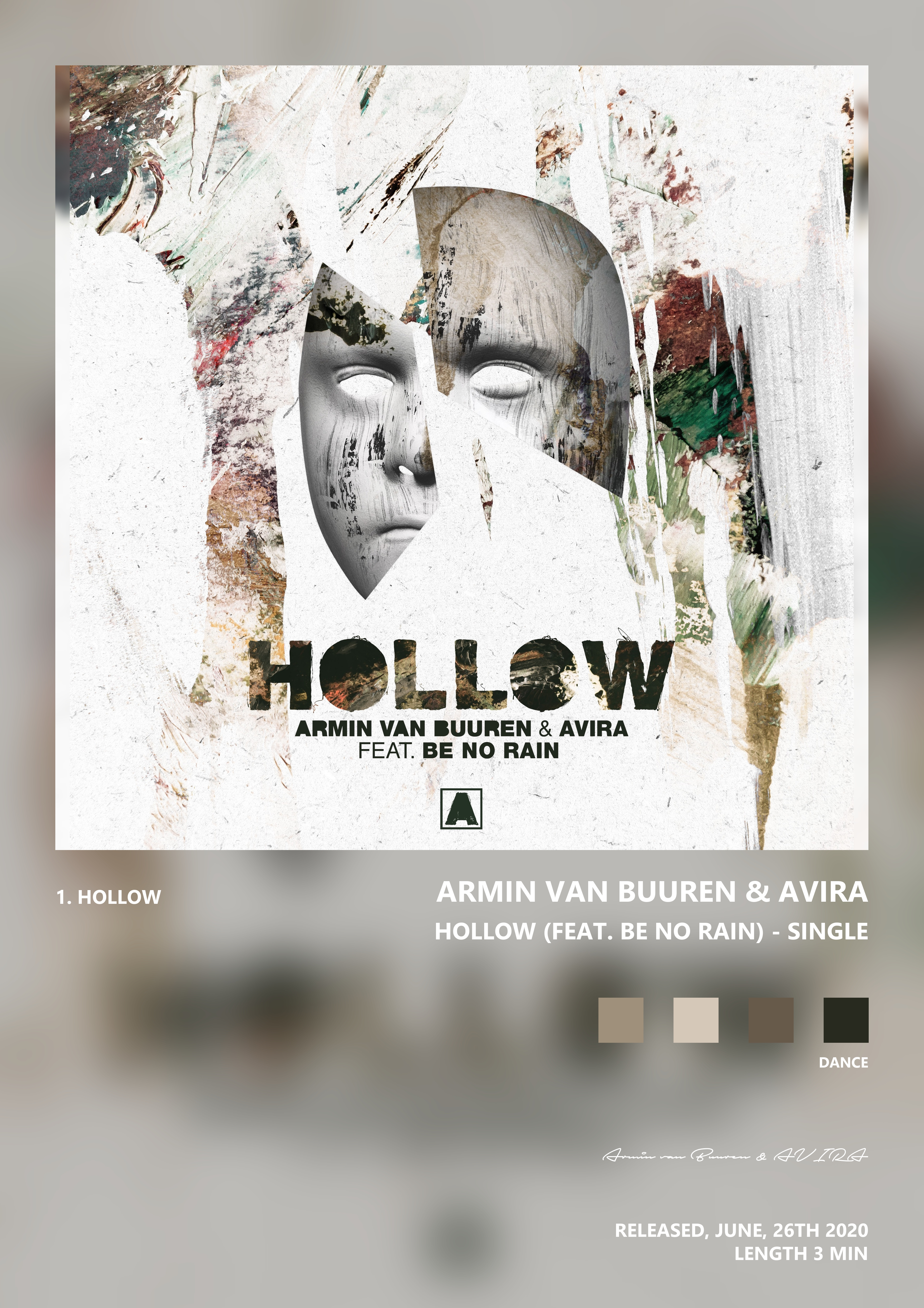 Music poster: Armin van Buuren AVIRA - Hollow feat Be No Rain - Single