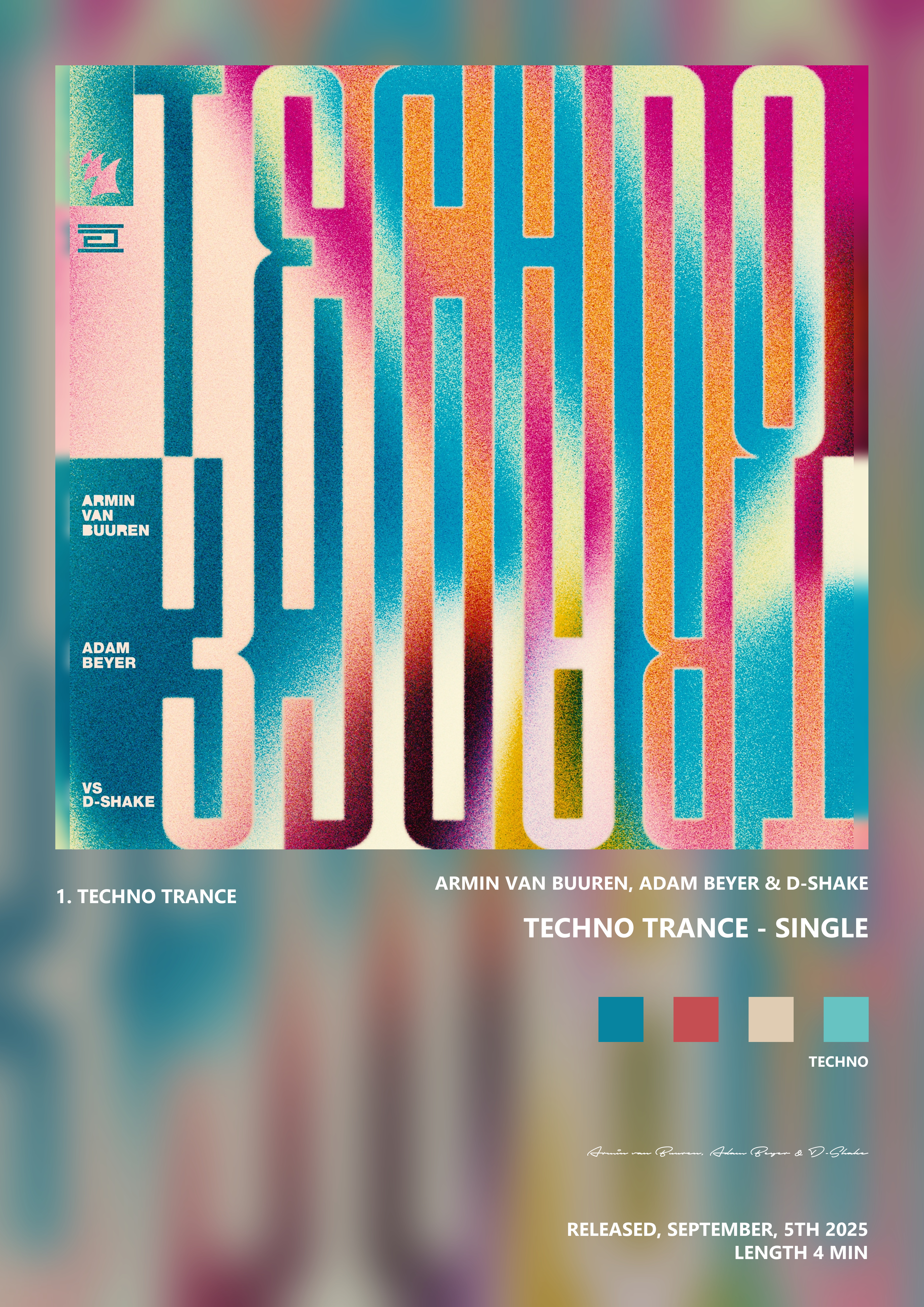 Music poster: Armin van Buuren Adam Beyer D-Shake - Techno Trance - Single